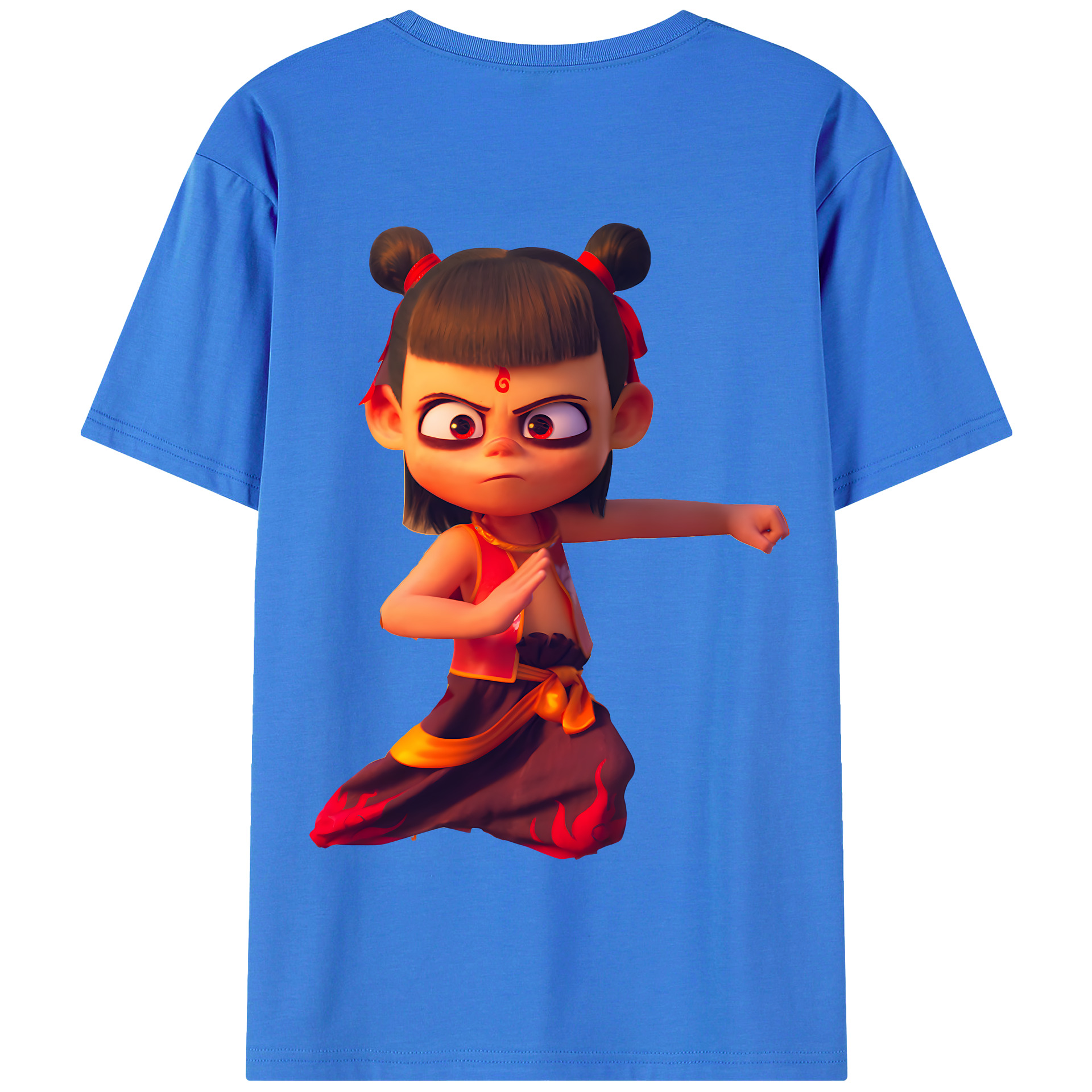 （画像用） Ne Zha 2 ナタ 魔童の大暴れ 綿100％半袖Tシャツ（背面プリント）
