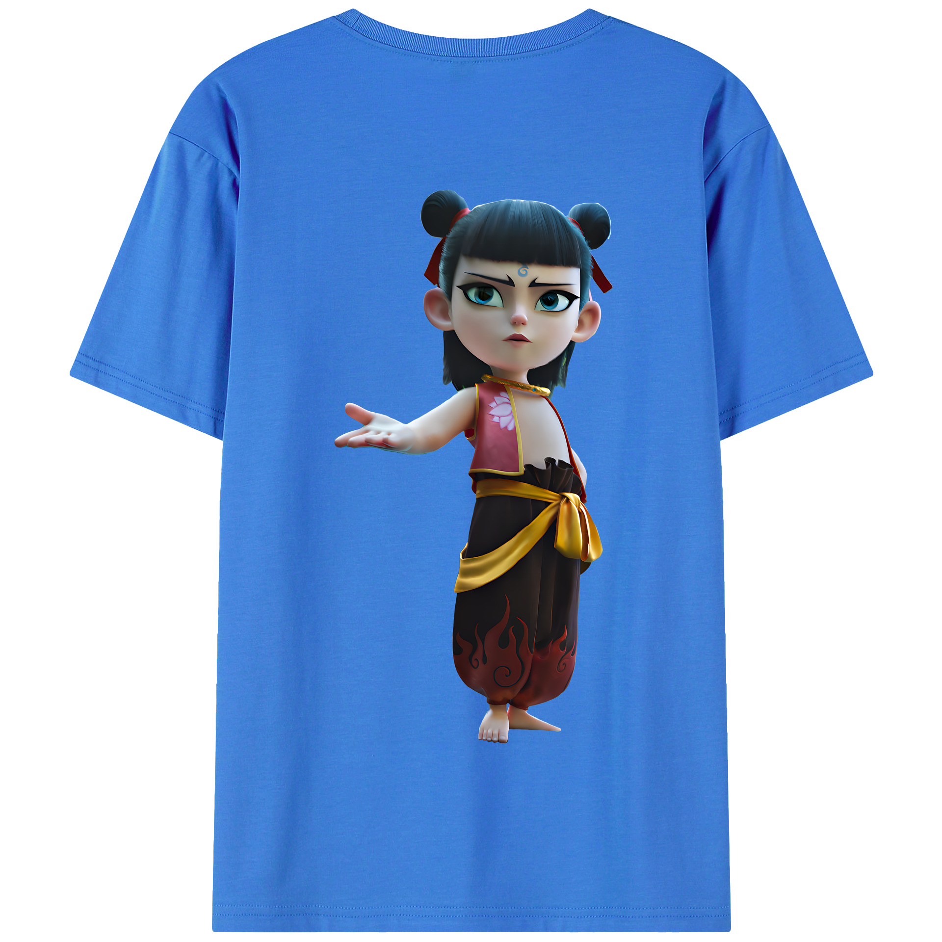 （画像用） Ne Zha 2 ナタ 魔童の大暴れ 綿100％半袖Tシャツ（背面プリント）