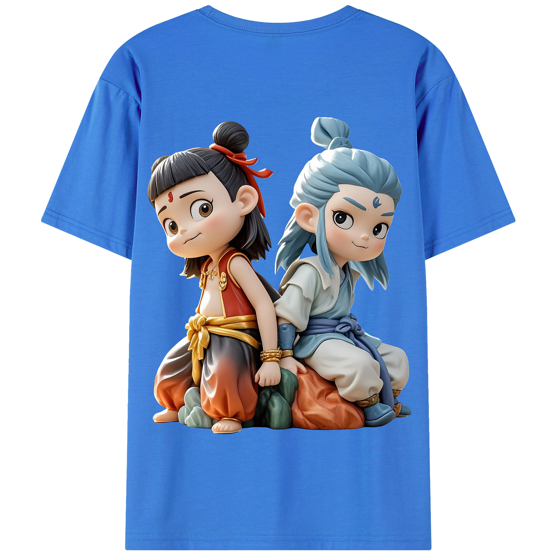 （画像用） Ne Zha 2 ナタ 魔童の大暴れ 綿100％半袖Tシャツ（背面プリント）