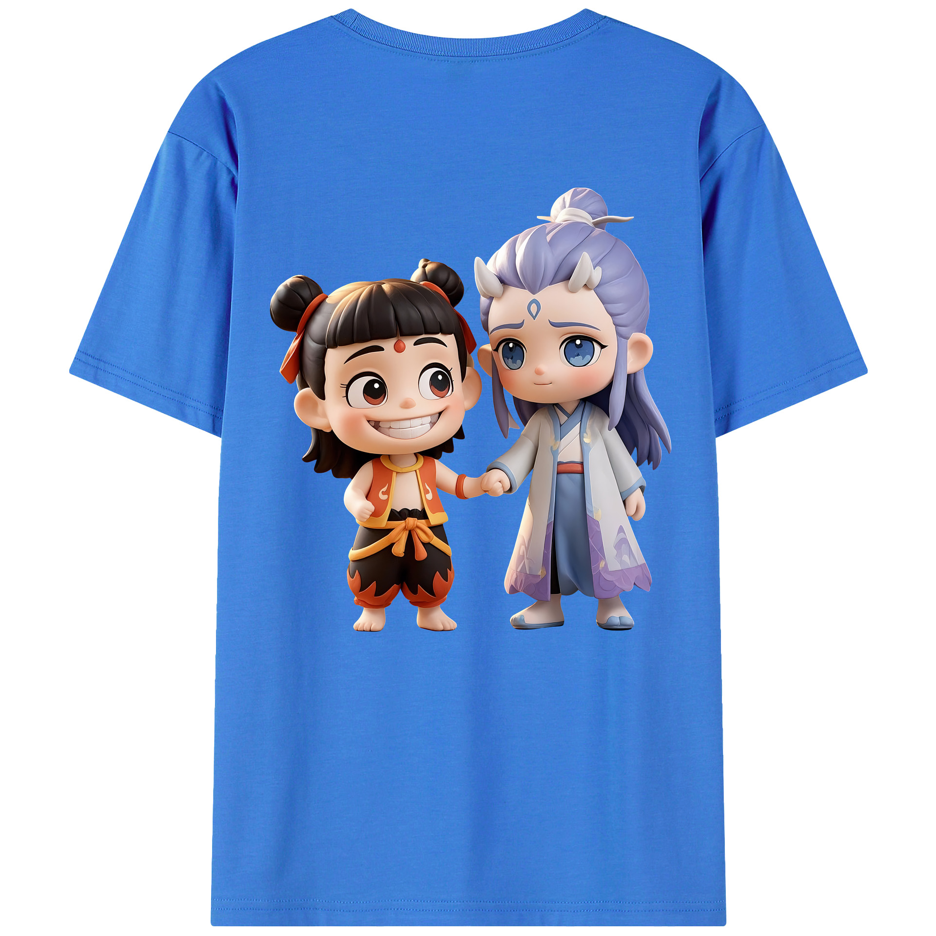 （画像用） Ne Zha 2 ナタ 魔童の大暴れ 綿100％半袖Tシャツ（背面プリント）