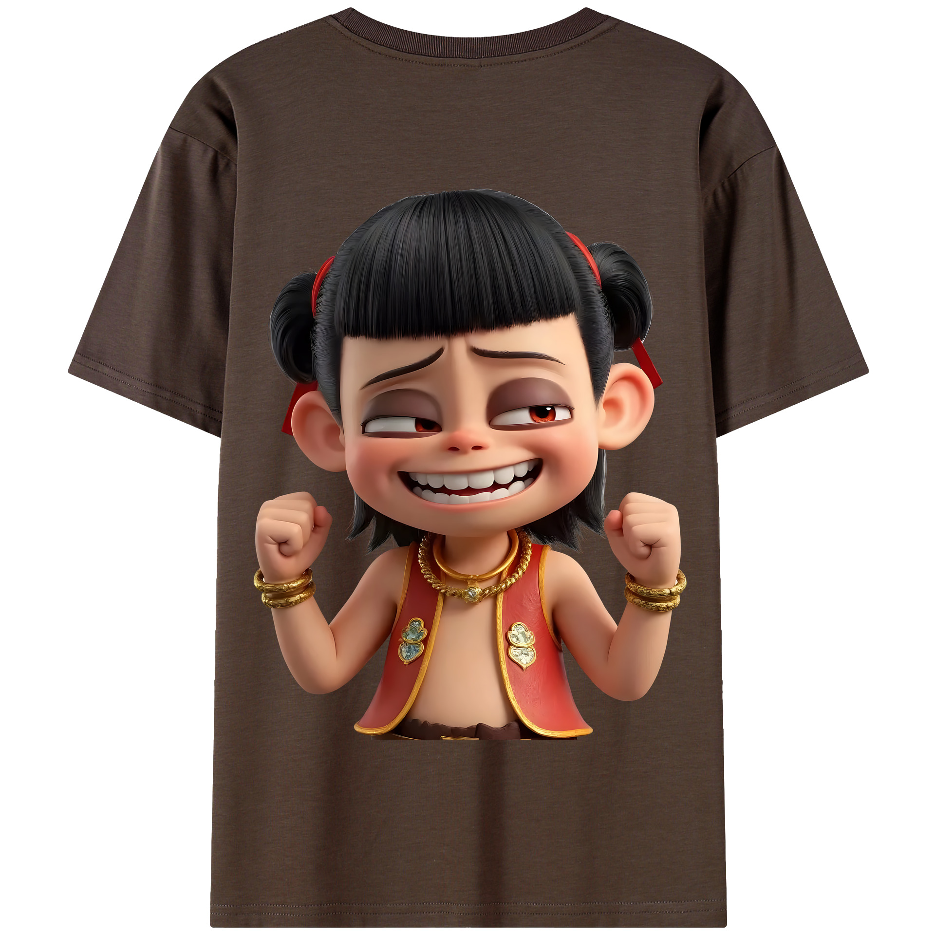 （画像用） Ne Zha 2 ナタ 魔童の大暴れ 綿100％半袖Tシャツ（背面プリント）