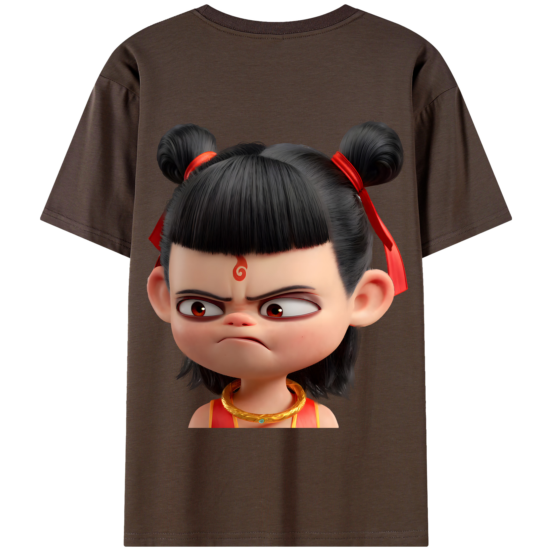（画像用） Ne Zha 2 ナタ 魔童の大暴れ 綿100％半袖Tシャツ（背面プリント）