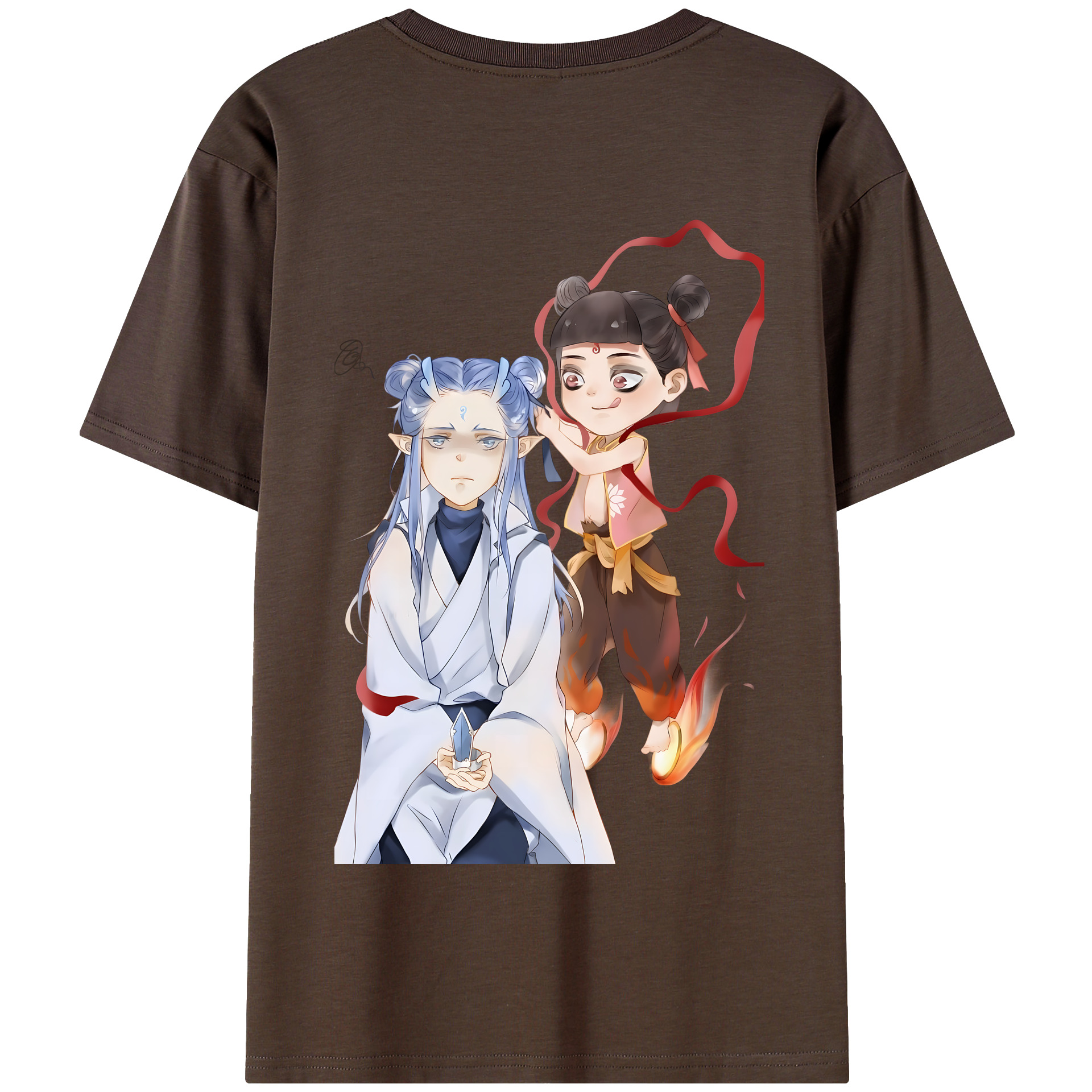 （画像用） Ne Zha 2 ナタ 魔童の大暴れ 綿100％半袖Tシャツ（背面プリント）