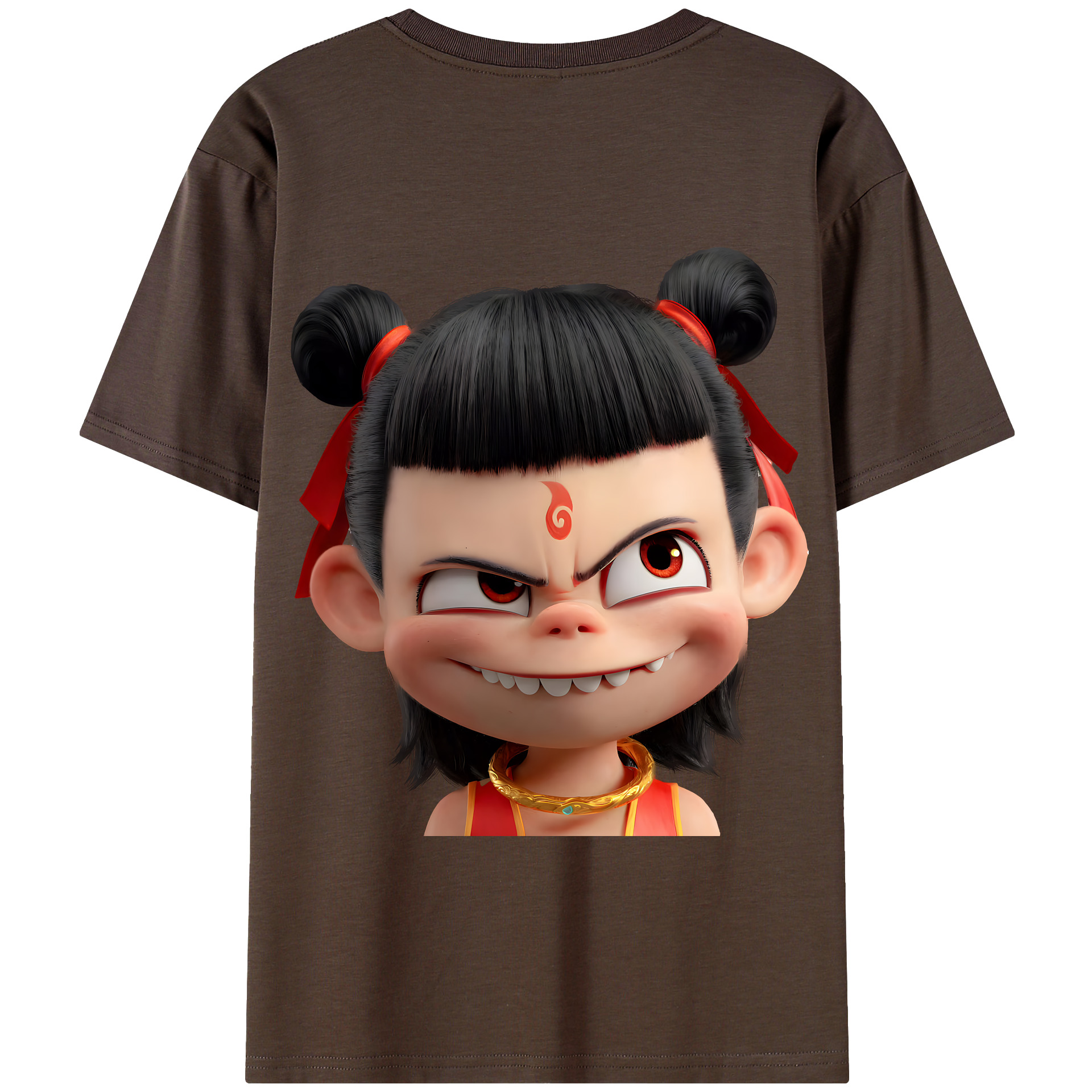 （画像用） Ne Zha 2 ナタ 魔童の大暴れ 綿100％半袖Tシャツ（背面プリント）