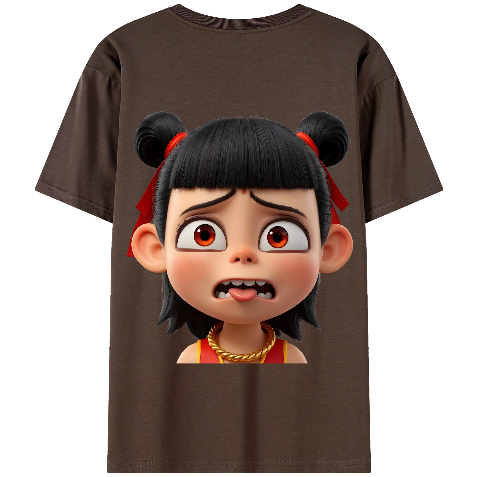 （画像用） Ne Zha 2 ナタ 魔童の大暴れ 綿100％半袖Tシャツ（背面プリント）
