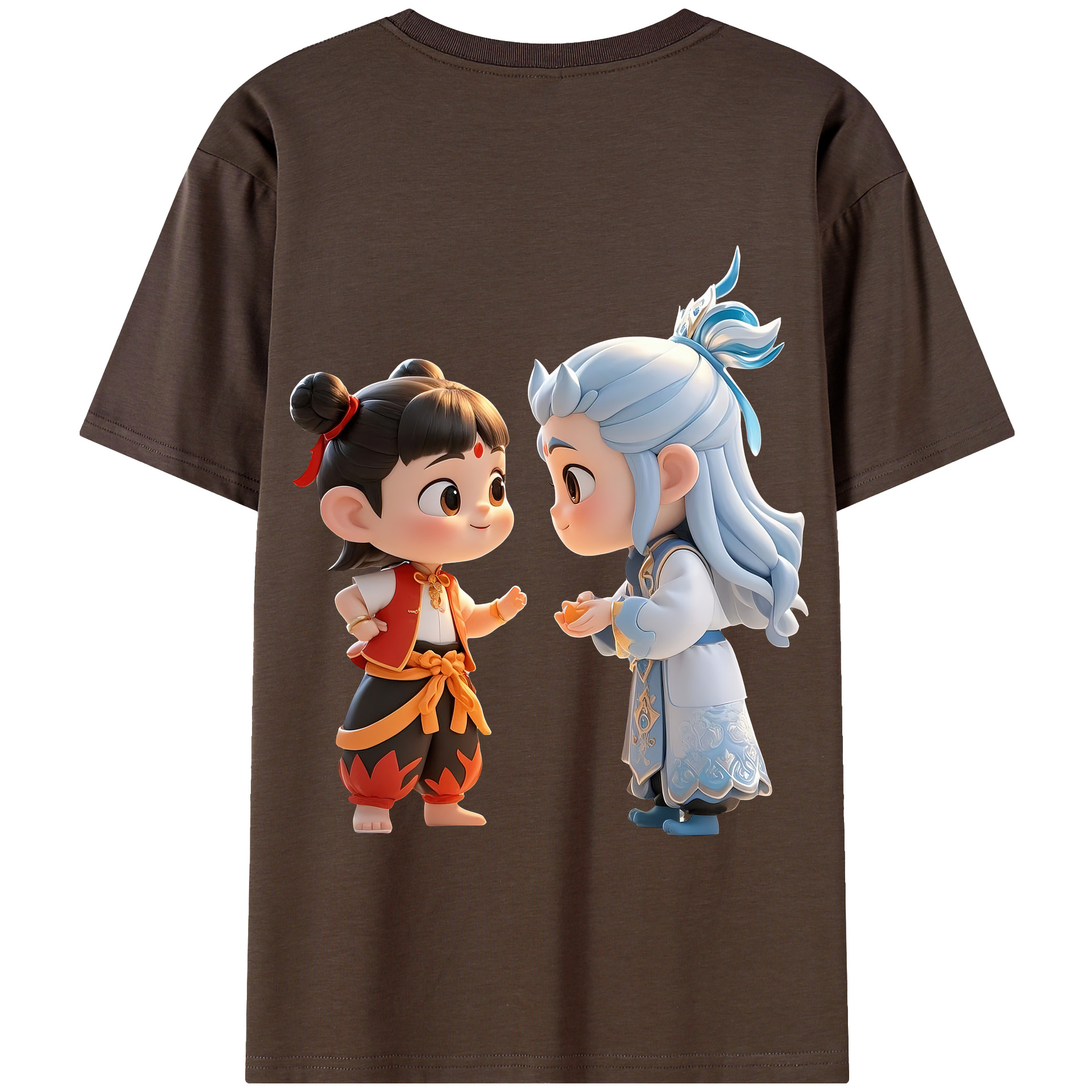 （画像用） Ne Zha 2 ナタ 魔童の大暴れ 綿100％半袖Tシャツ（背面プリント）