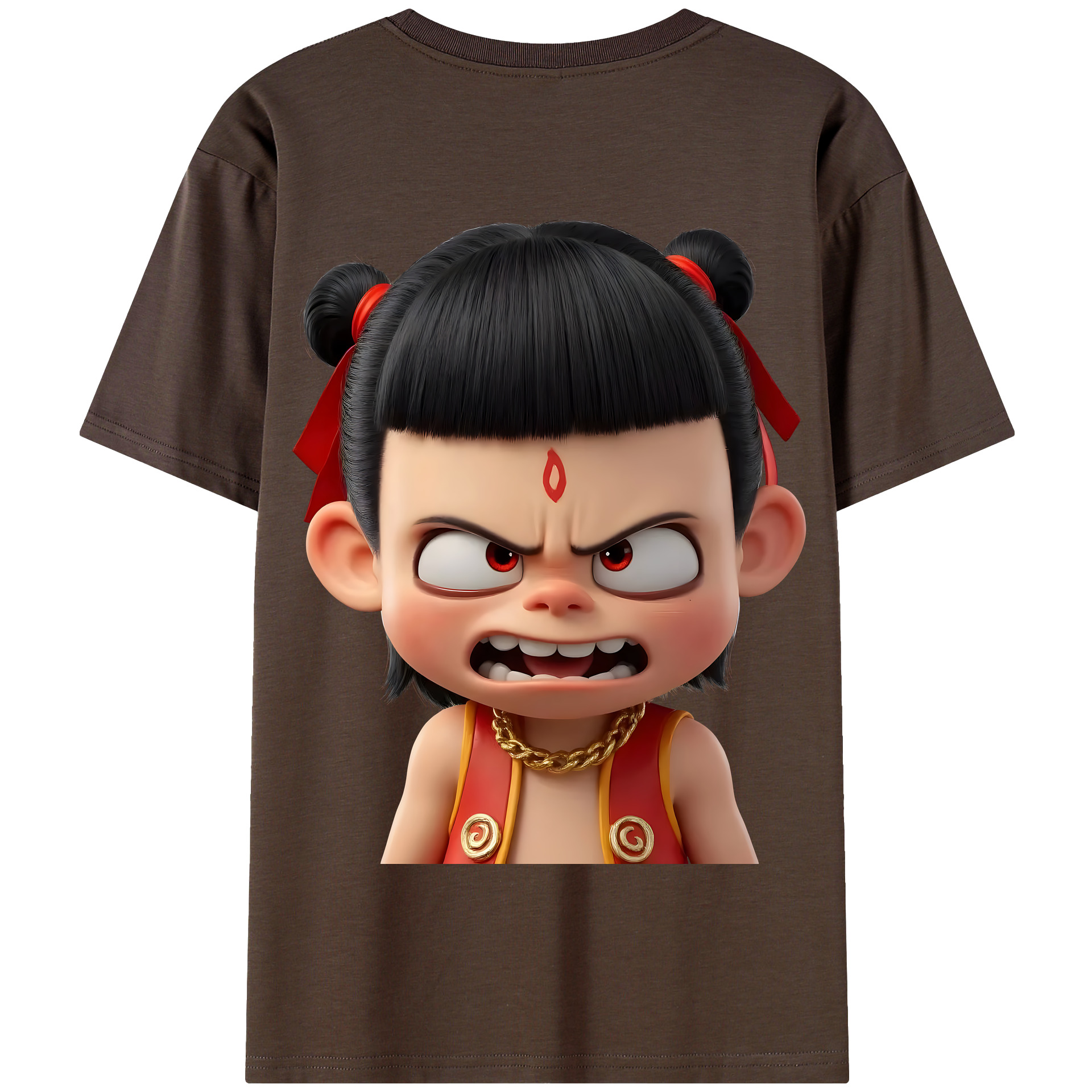（画像用） Ne Zha 2 ナタ 魔童の大暴れ 綿100％半袖Tシャツ（背面プリント）