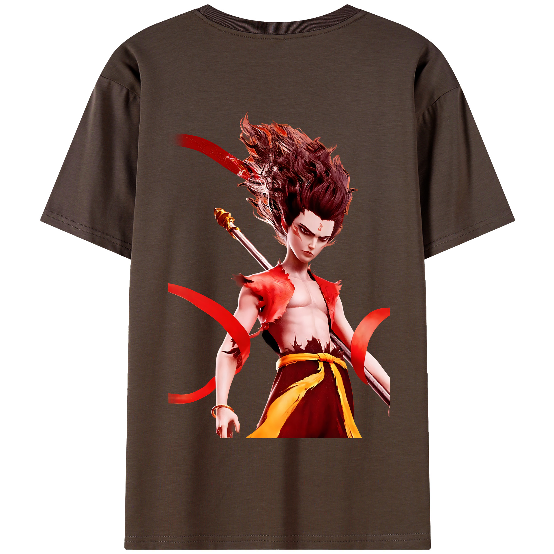 （画像用） Ne Zha 2 ナタ 魔童の大暴れ 綿100％半袖Tシャツ（背面プリント）