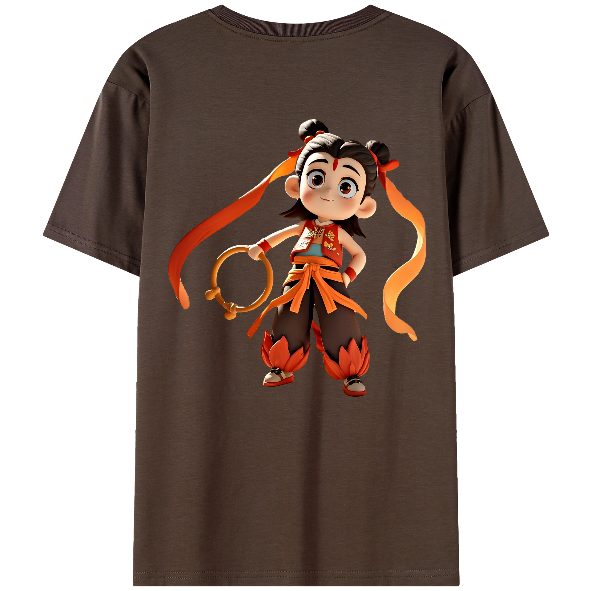 （画像用） Ne Zha 2 ナタ 魔童の大暴れ 綿100％半袖Tシャツ（背面プリント）