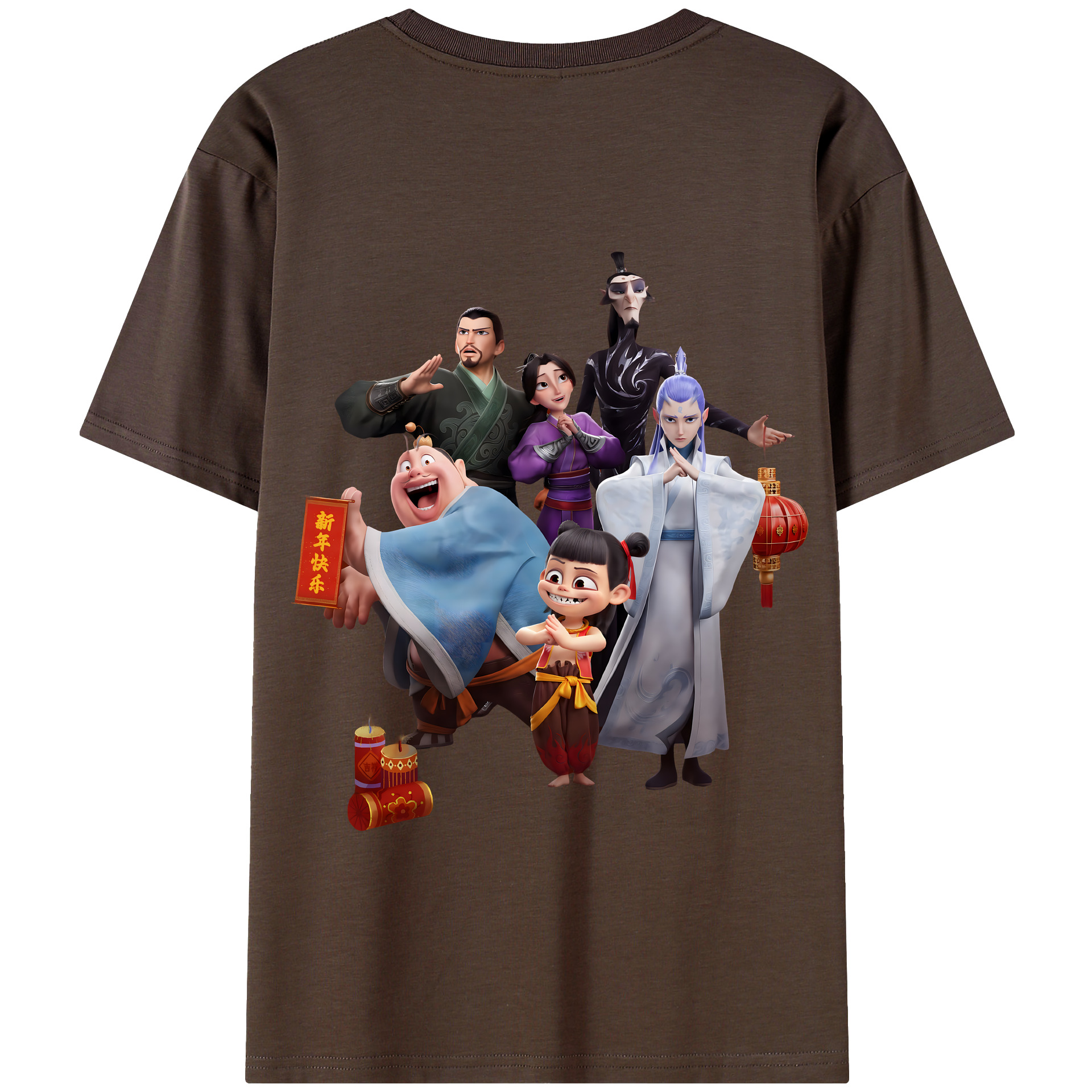 （画像用） Ne Zha 2 ナタ 魔童の大暴れ 綿100％半袖Tシャツ（背面プリント）