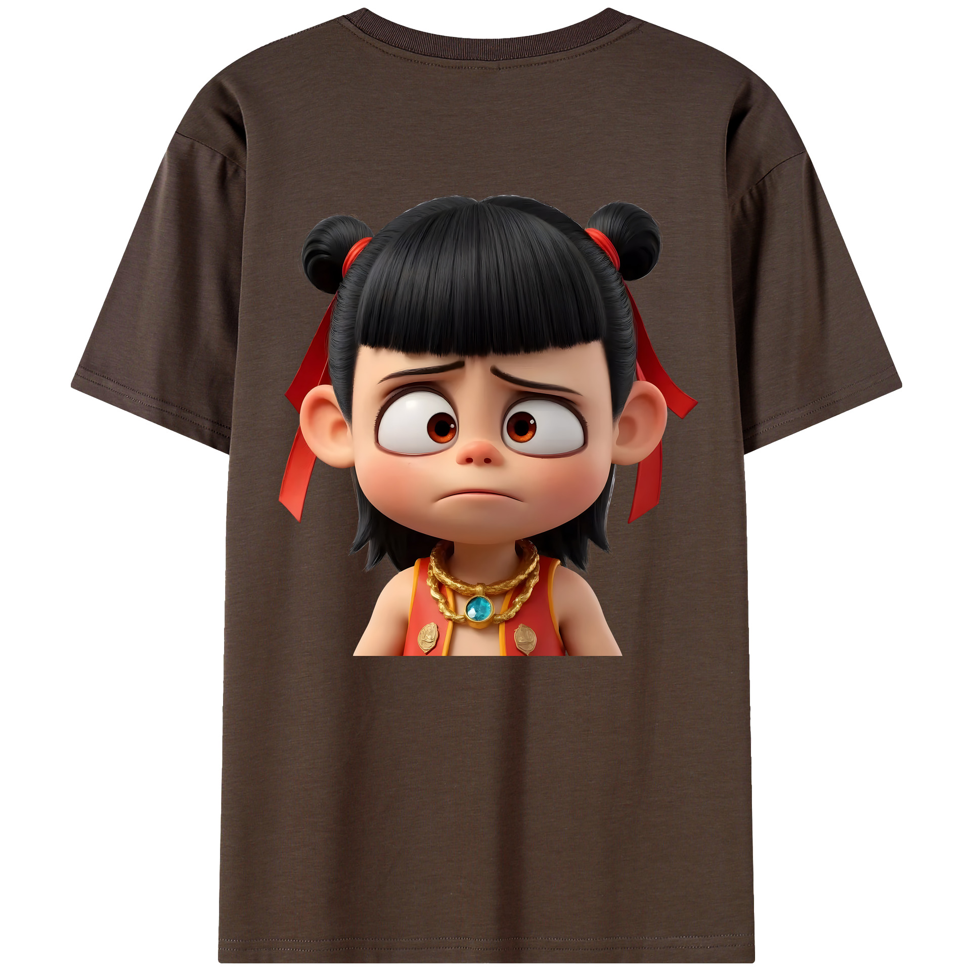 （画像用） Ne Zha 2 ナタ 魔童の大暴れ 綿100％半袖Tシャツ（背面プリント）