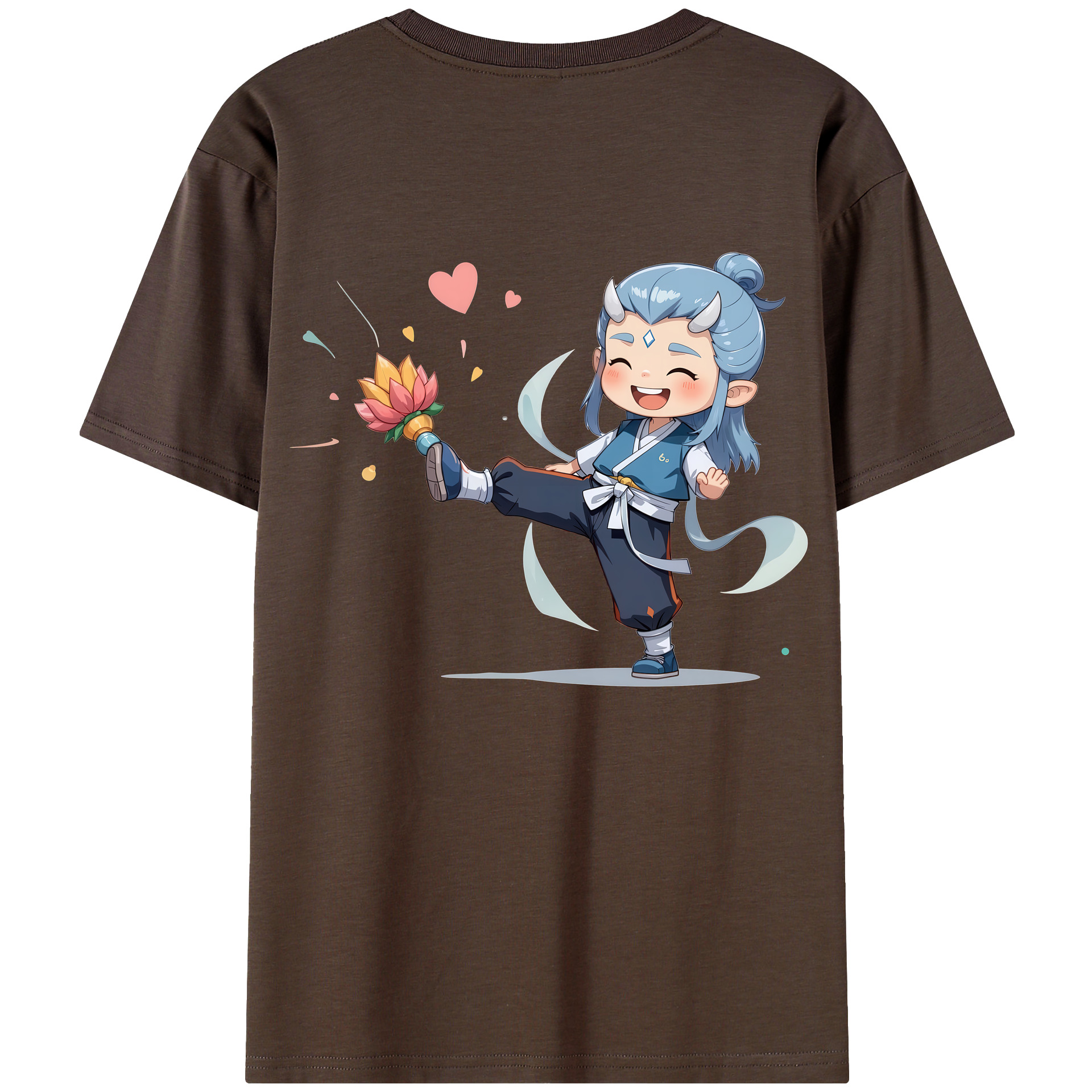 （画像用） Ne Zha 2 ナタ 魔童の大暴れ 綿100％半袖Tシャツ（背面プリント）