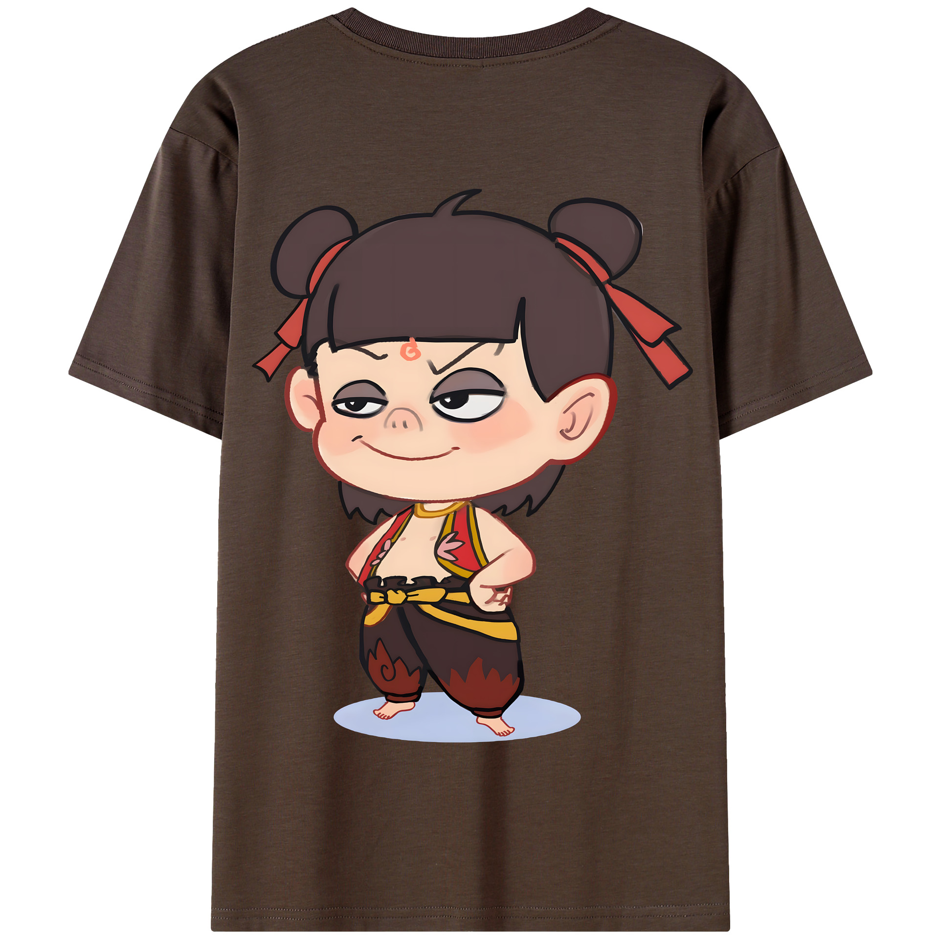 （画像用） Ne Zha 2 ナタ 魔童の大暴れ 綿100％半袖Tシャツ（背面プリント）