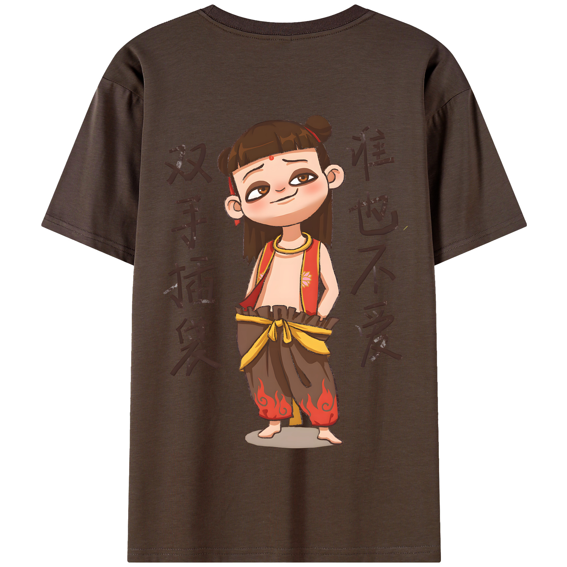 （画像用） Ne Zha 2 ナタ 魔童の大暴れ 綿100％半袖Tシャツ（背面プリント）