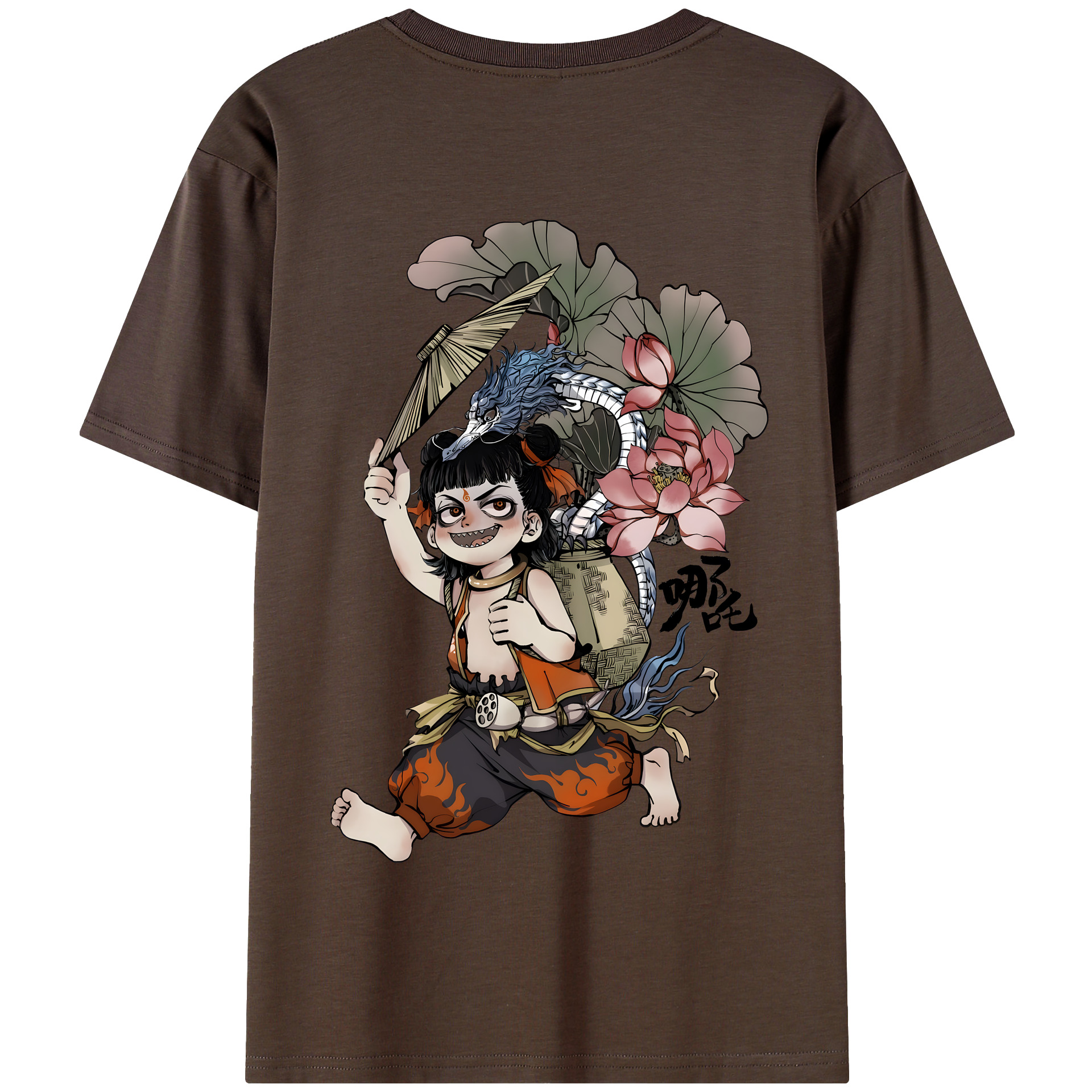 （画像用） Ne Zha 2 ナタ 魔童の大暴れ 綿100％半袖Tシャツ（背面プリント）