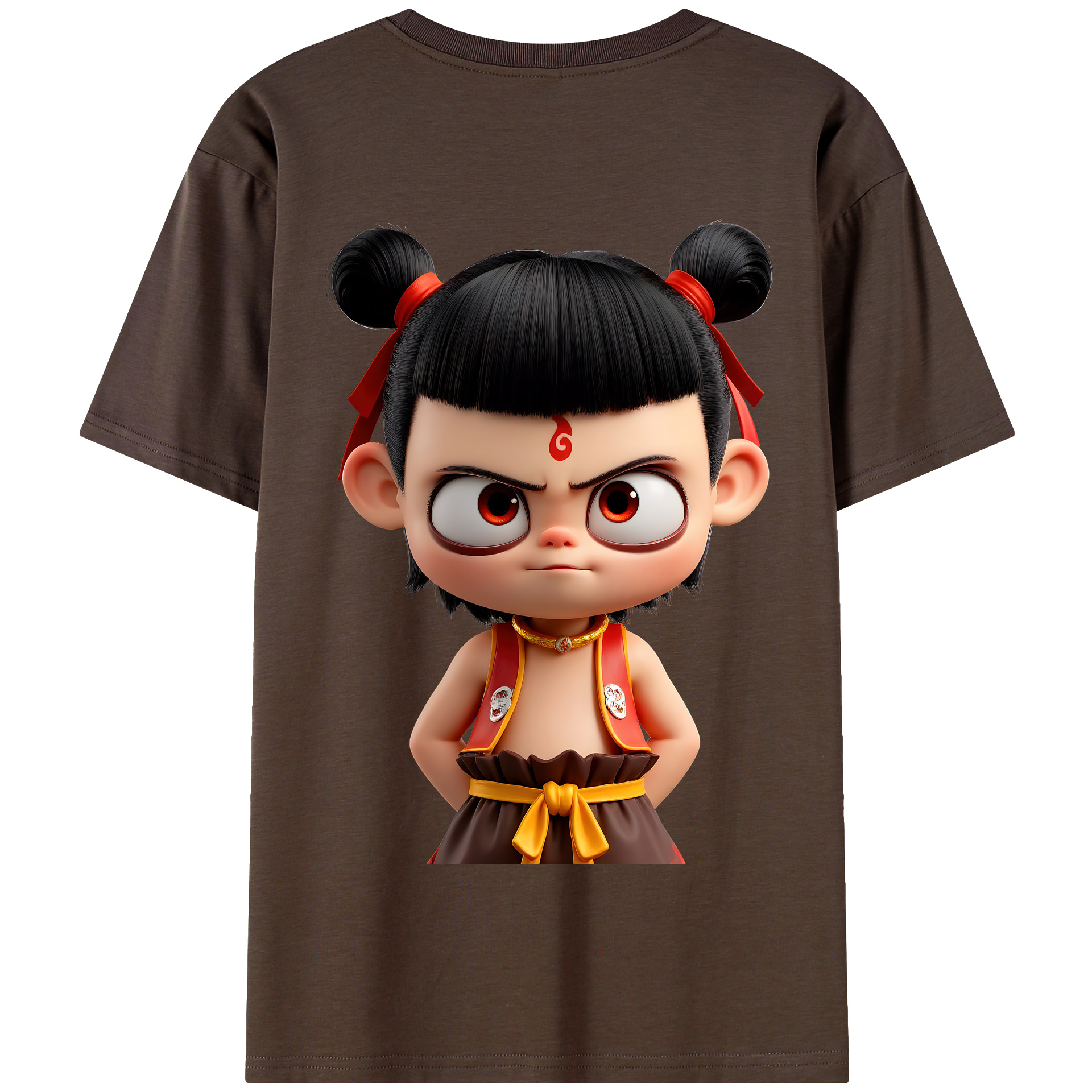 （画像用） Ne Zha 2 ナタ 魔童の大暴れ 綿100％半袖Tシャツ（背面プリント）