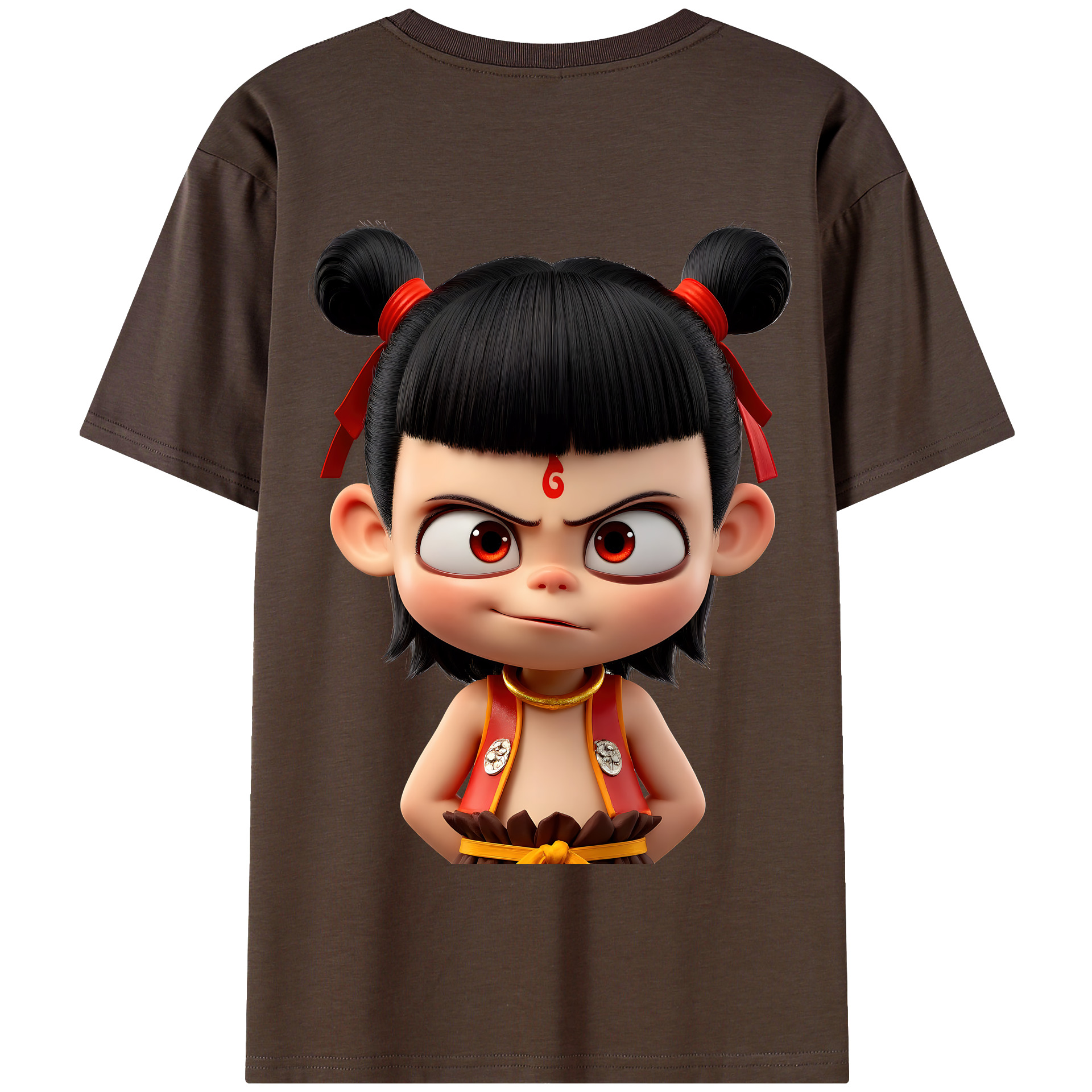 （画像用） Ne Zha 2 ナタ 魔童の大暴れ 綿100％半袖Tシャツ（背面プリント）