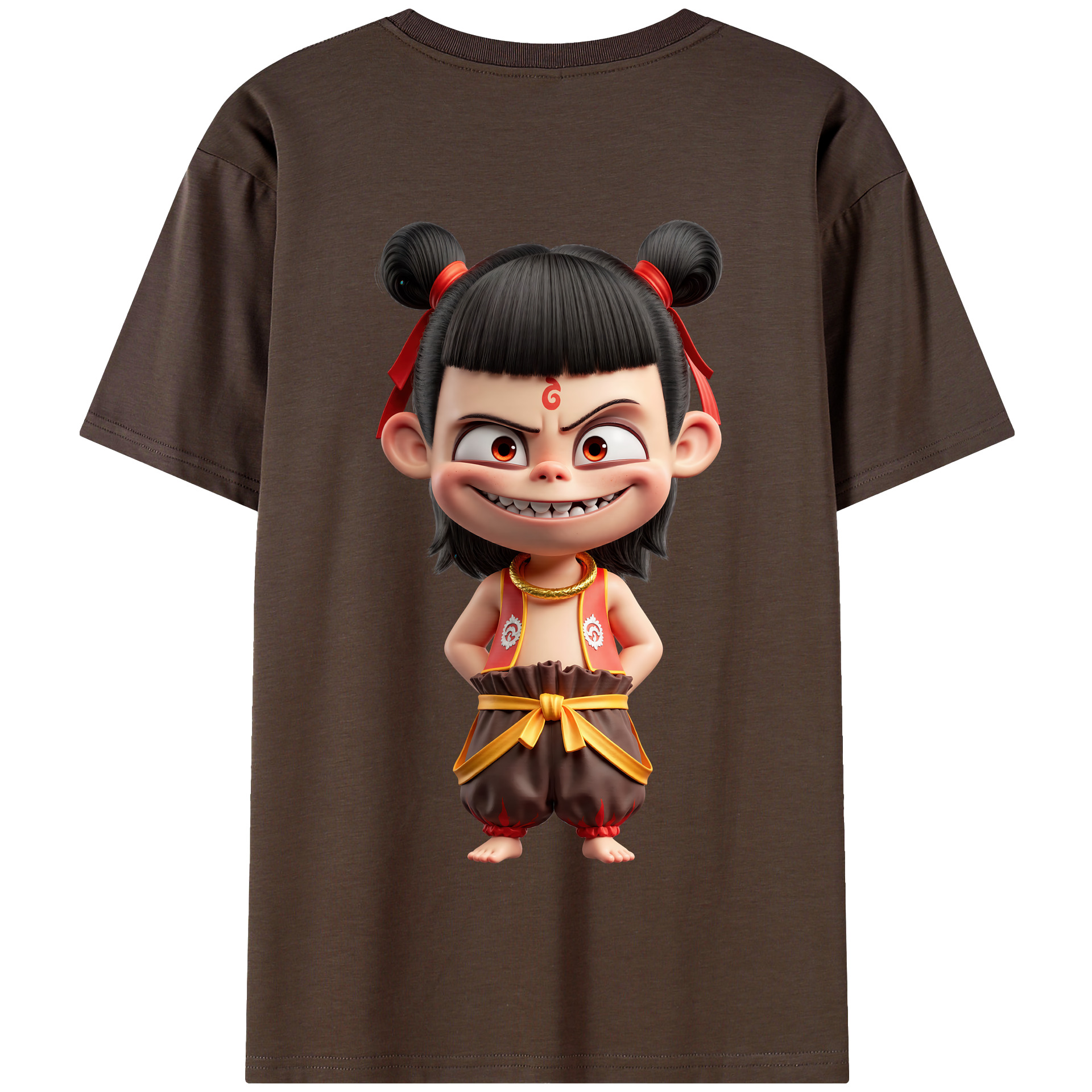 （画像用） Ne Zha 2 ナタ 魔童の大暴れ 綿100％半袖Tシャツ（背面プリント）