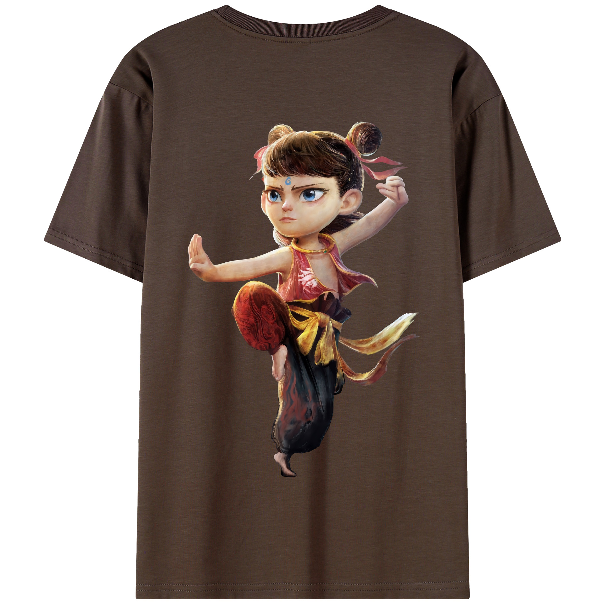 （画像用） Ne Zha 2 ナタ 魔童の大暴れ 綿100％半袖Tシャツ（背面プリント）