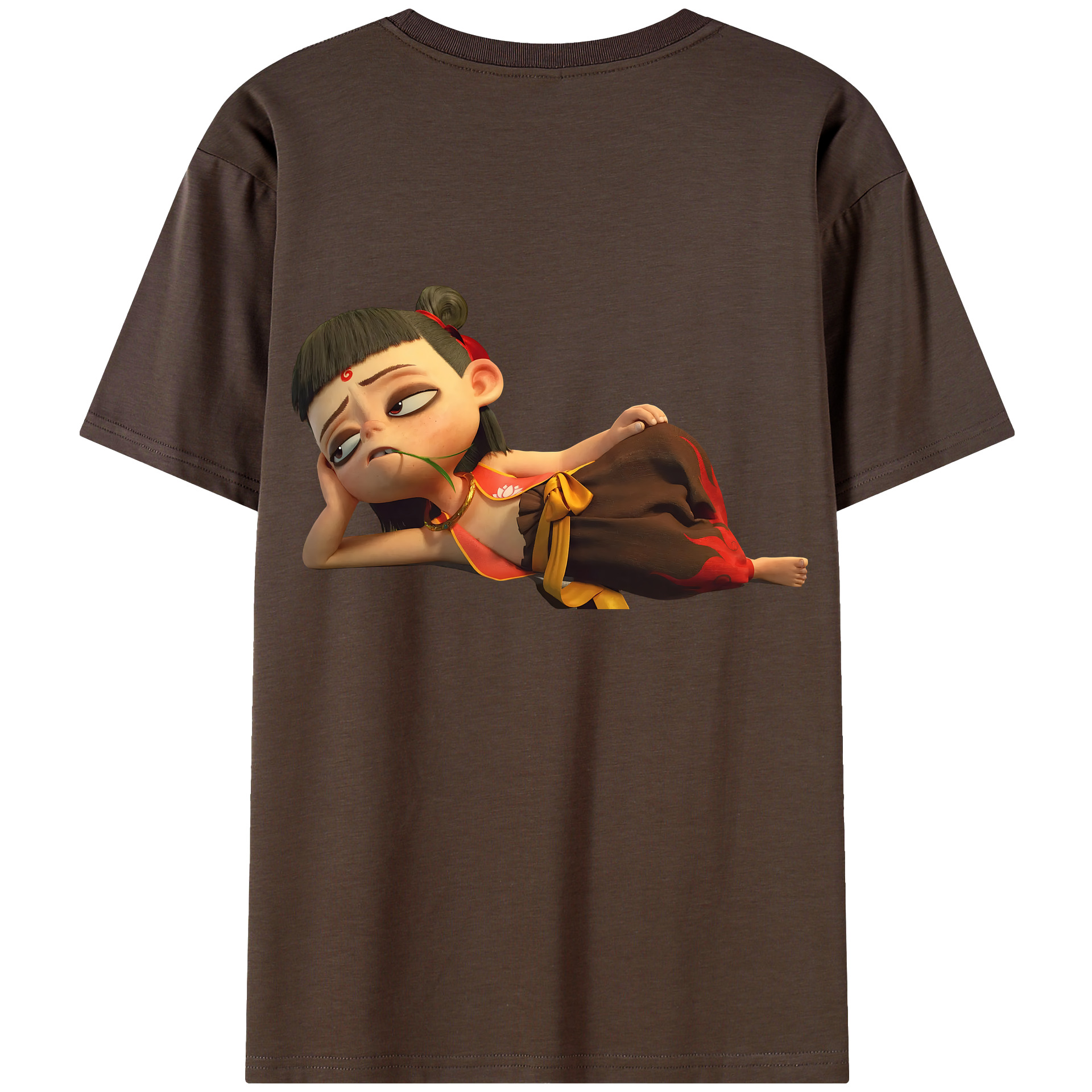 （画像用） Ne Zha 2 ナタ 魔童の大暴れ 綿100％半袖Tシャツ（背面プリント）