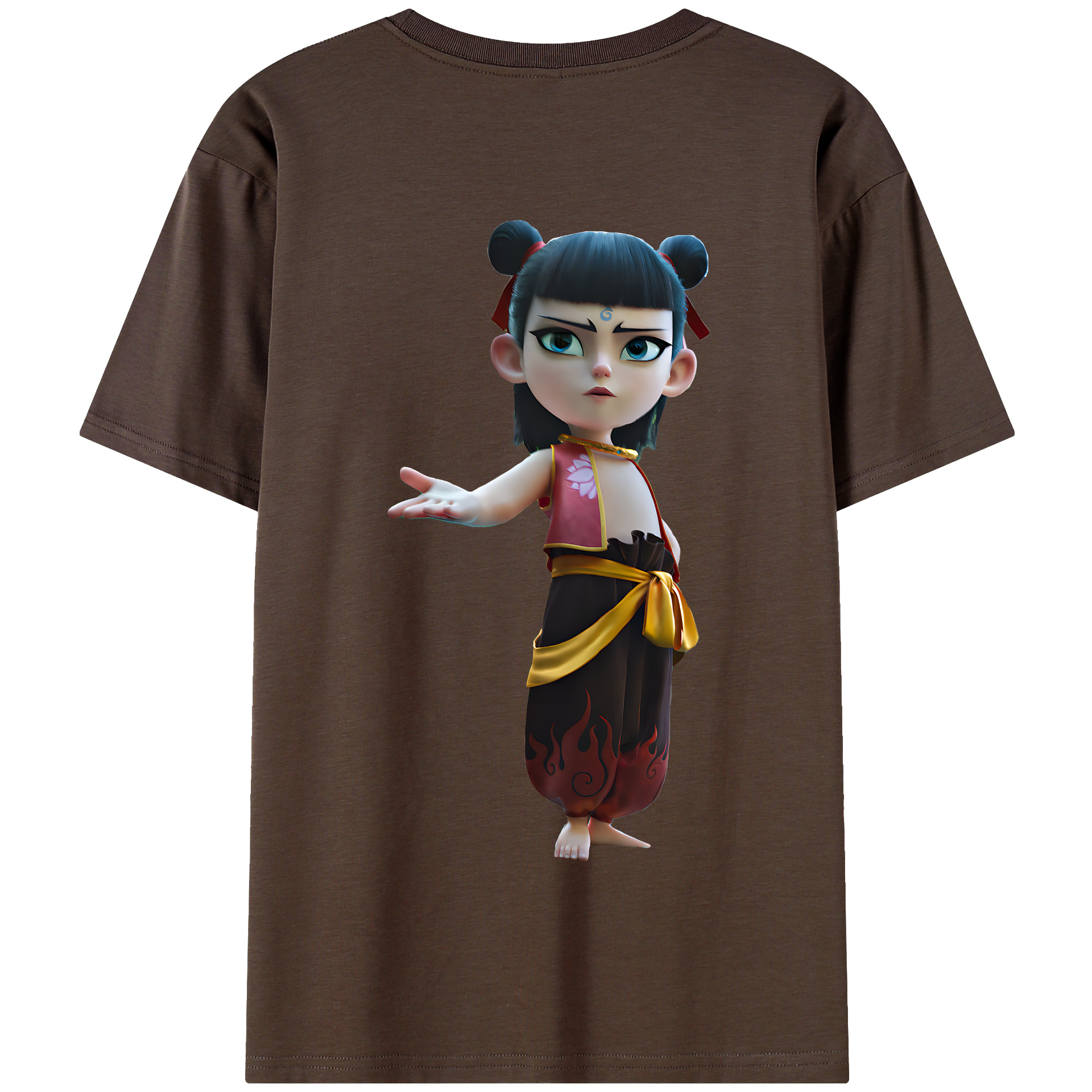 （画像用） Ne Zha 2 ナタ 魔童の大暴れ 綿100％半袖Tシャツ（背面プリント）