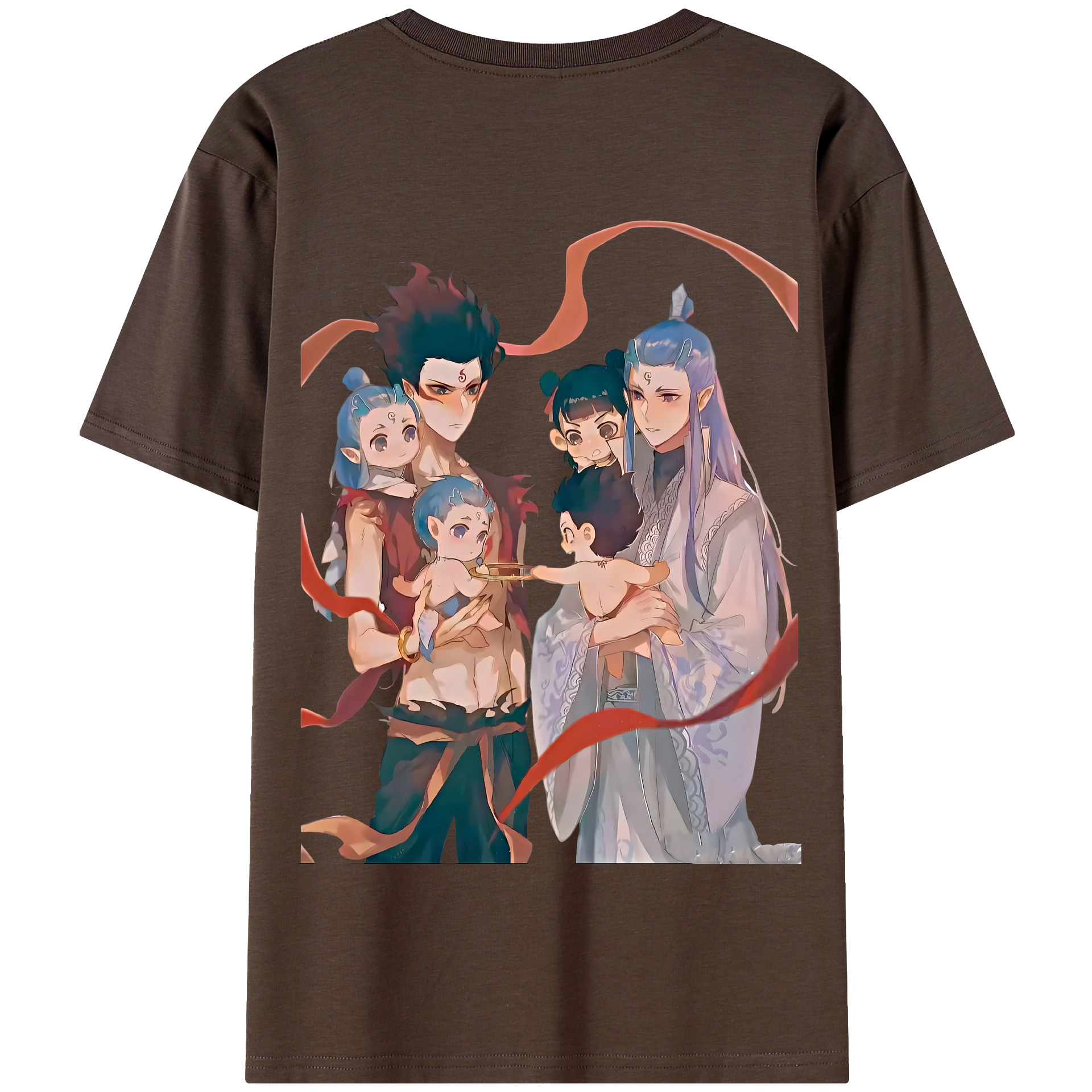 （画像用） Ne Zha 2 ナタ 魔童の大暴れ 綿100％半袖Tシャツ（背面プリント）