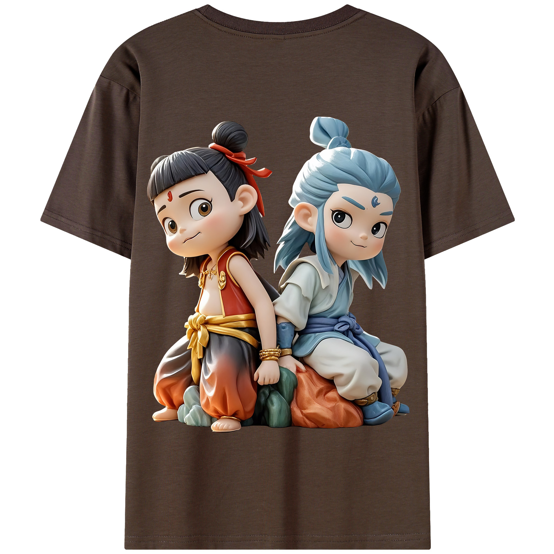 （画像用） Ne Zha 2 ナタ 魔童の大暴れ 綿100％半袖Tシャツ（背面プリント）