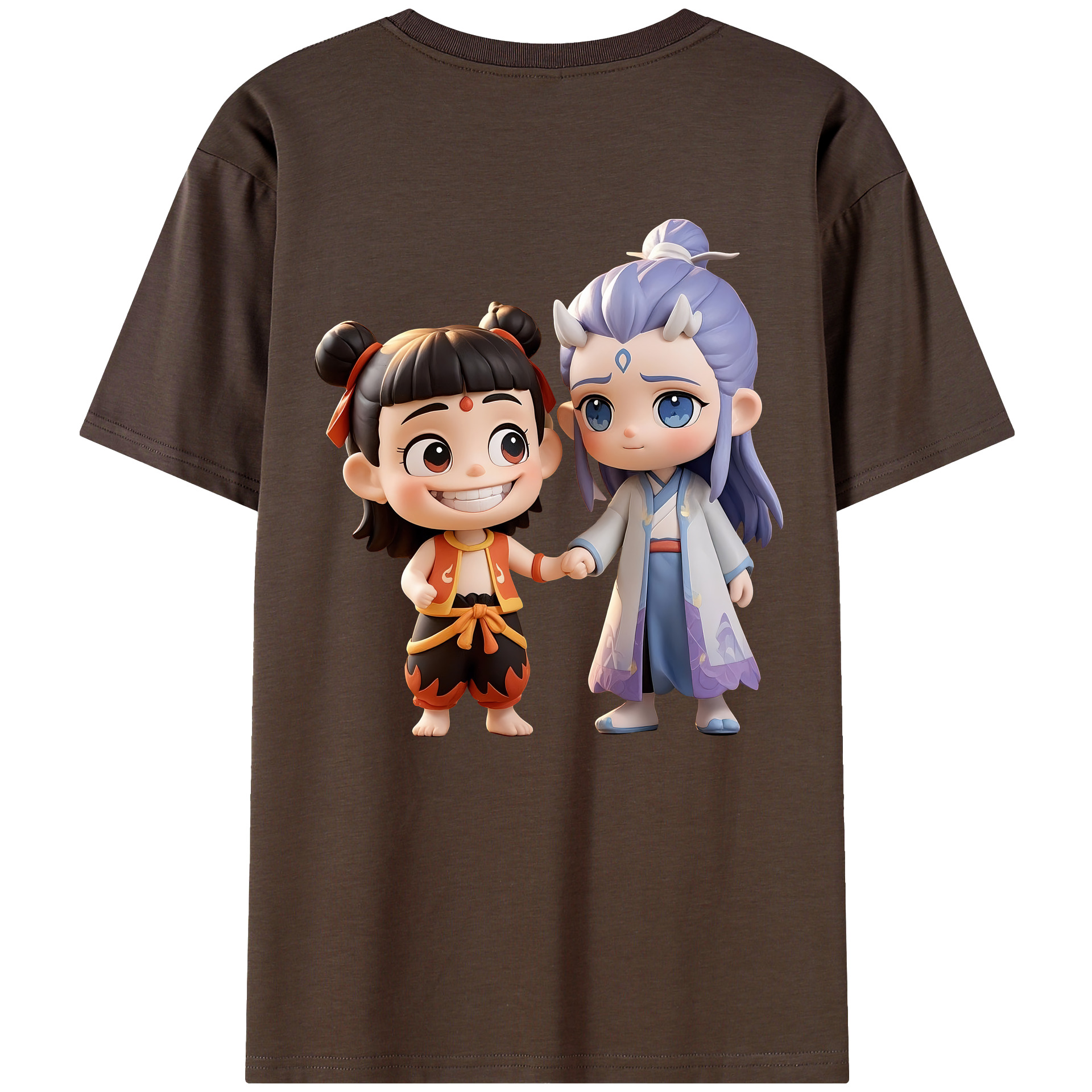 （画像用） Ne Zha 2 ナタ 魔童の大暴れ 綿100％半袖Tシャツ（背面プリント）
