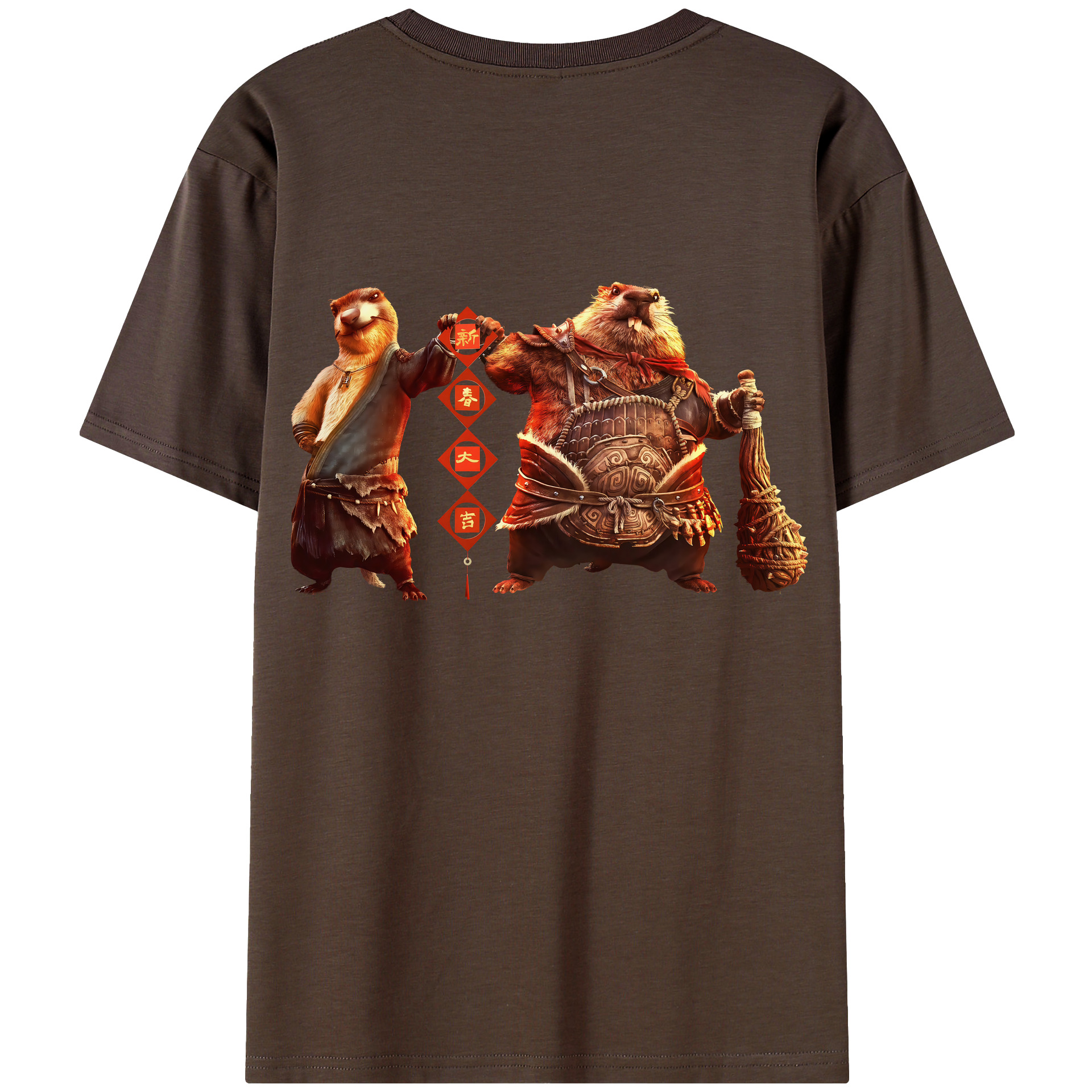 （画像用） Ne Zha 2 ナタ 魔童の大暴れ 綿100％半袖Tシャツ（背面プリント）