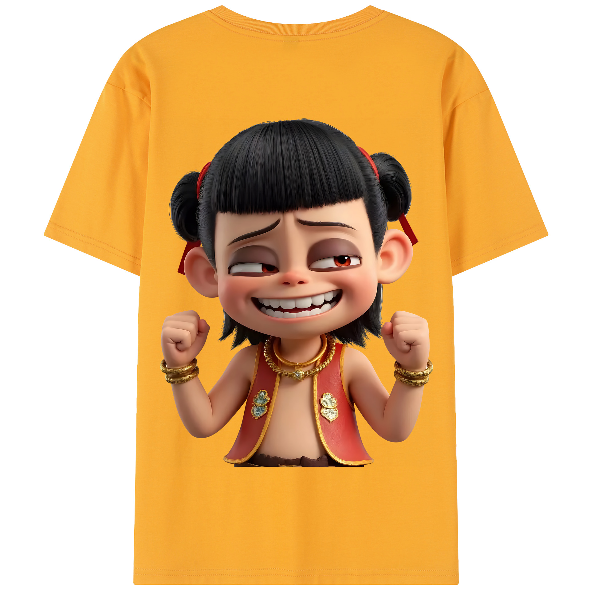 （画像用） Ne Zha 2 ナタ 魔童の大暴れ 綿100％半袖Tシャツ（背面プリント）