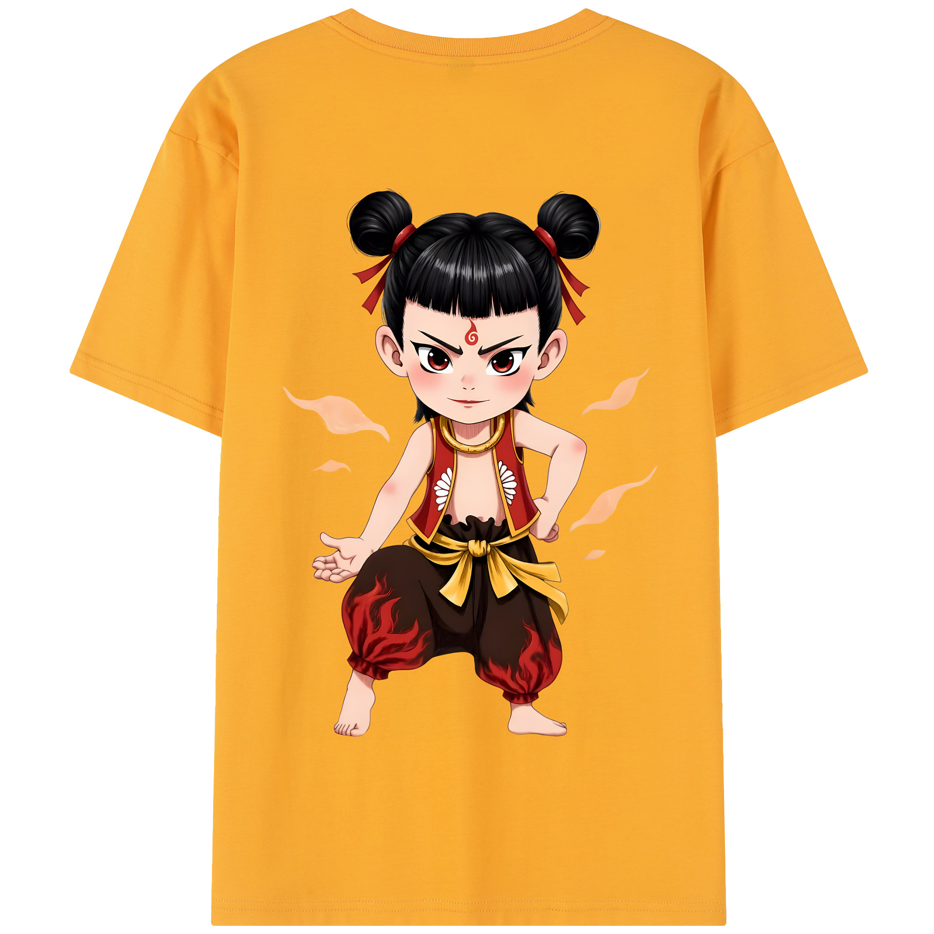 （画像用） Ne Zha 2 ナタ 魔童の大暴れ 綿100％半袖Tシャツ（背面プリント）