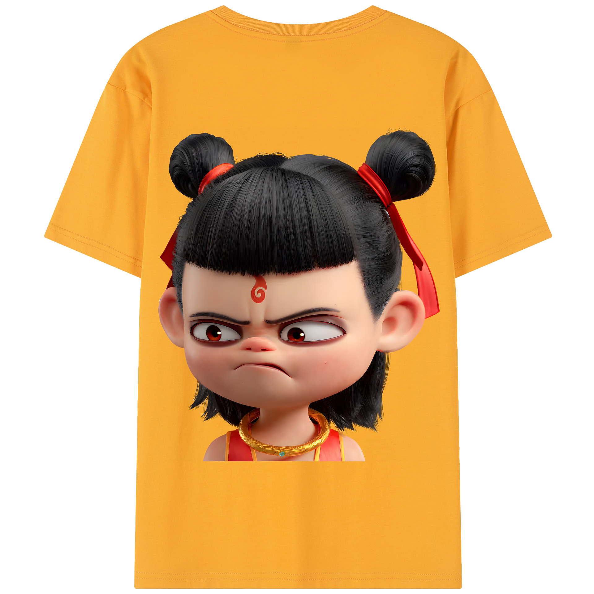 （画像用） Ne Zha 2 ナタ 魔童の大暴れ 綿100％半袖Tシャツ（背面プリント）