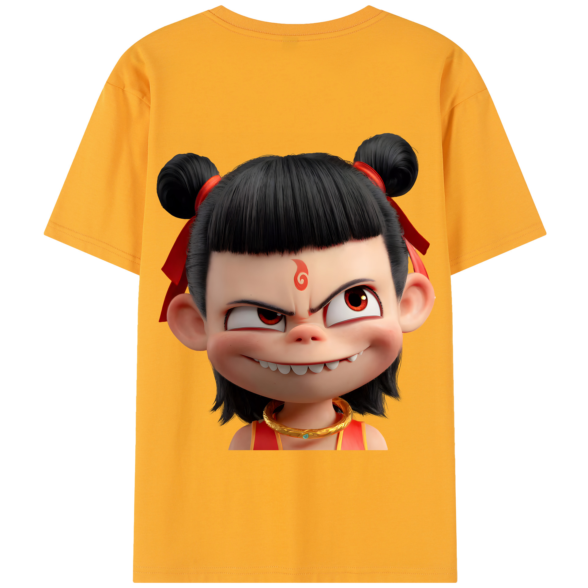 （画像用） Ne Zha 2 ナタ 魔童の大暴れ 綿100％半袖Tシャツ（背面プリント）