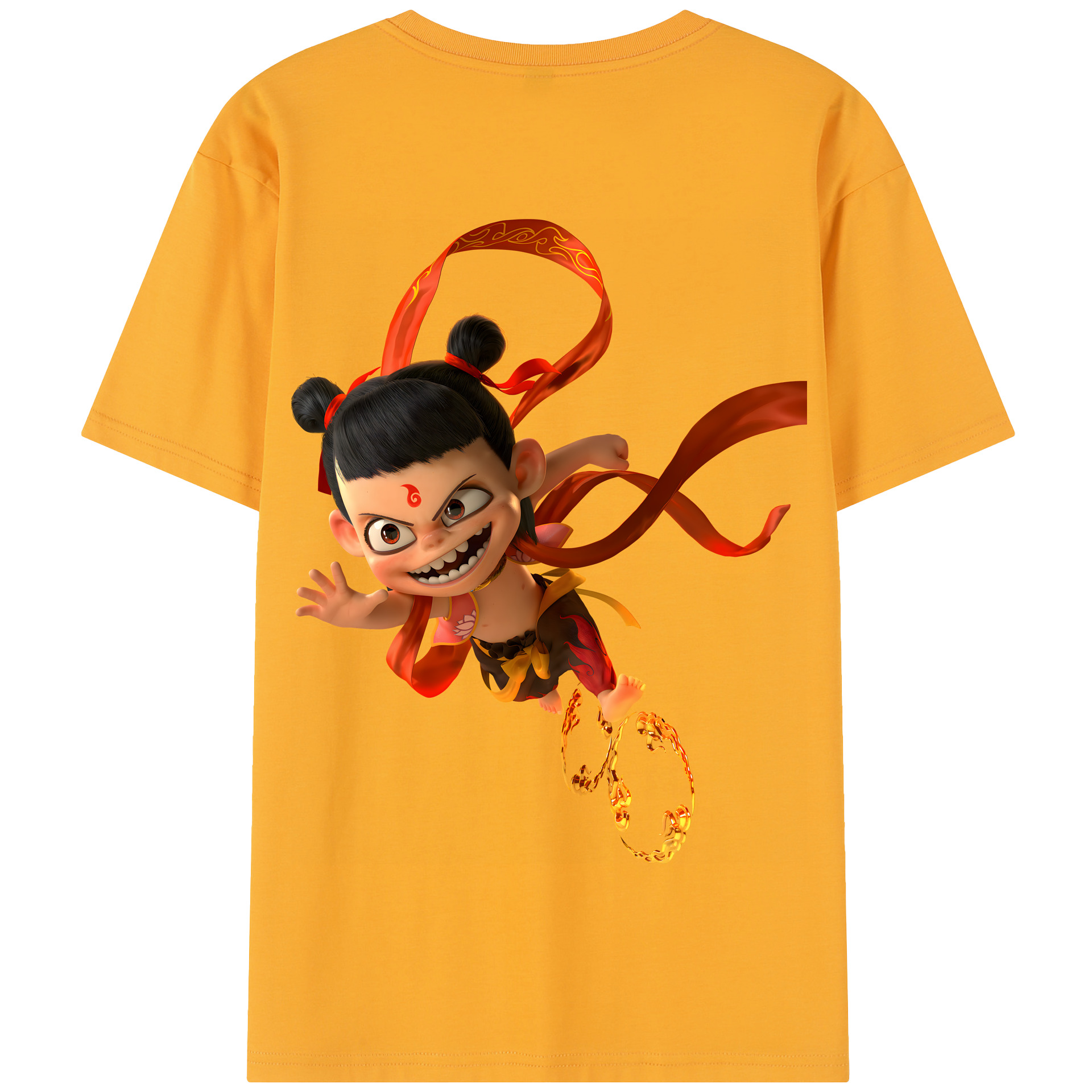 （画像用） Ne Zha 2 ナタ 魔童の大暴れ 綿100％半袖Tシャツ（背面プリント）