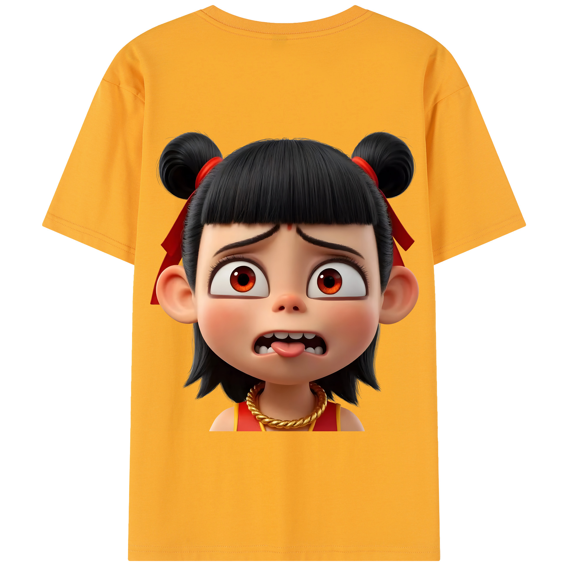 （画像用） Ne Zha 2 ナタ 魔童の大暴れ 綿100％半袖Tシャツ（背面プリント）