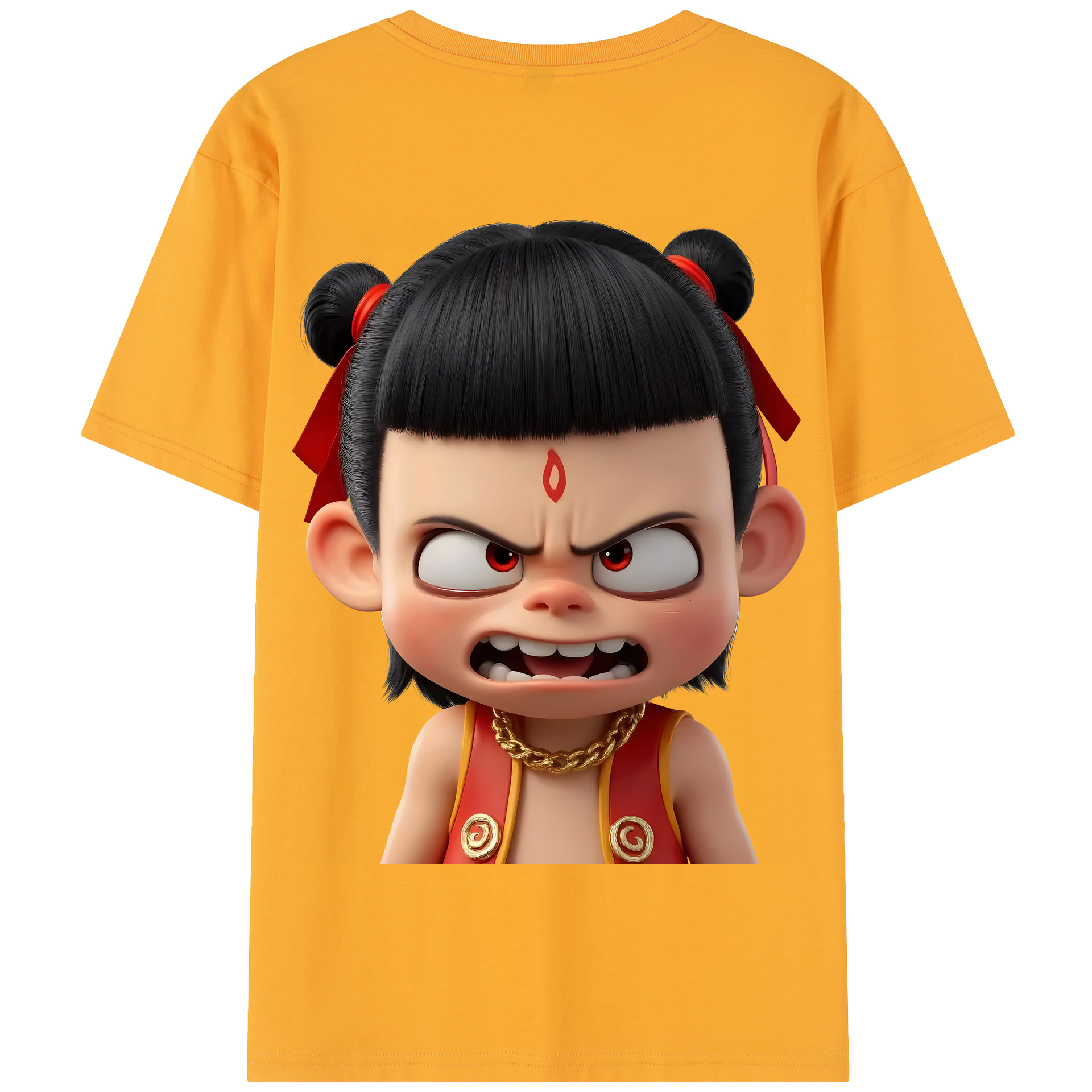 （画像用） Ne Zha 2 ナタ 魔童の大暴れ 綿100％半袖Tシャツ（背面プリント）