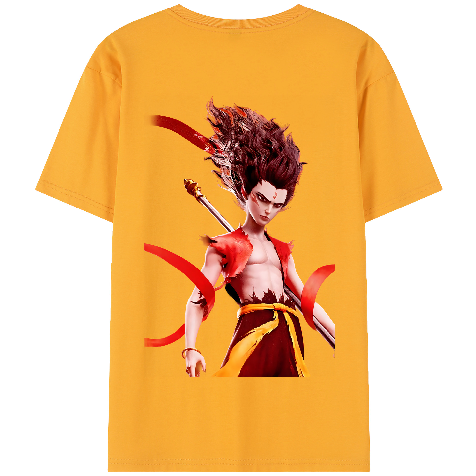 （画像用） Ne Zha 2 ナタ 魔童の大暴れ 綿100％半袖Tシャツ（背面プリント）