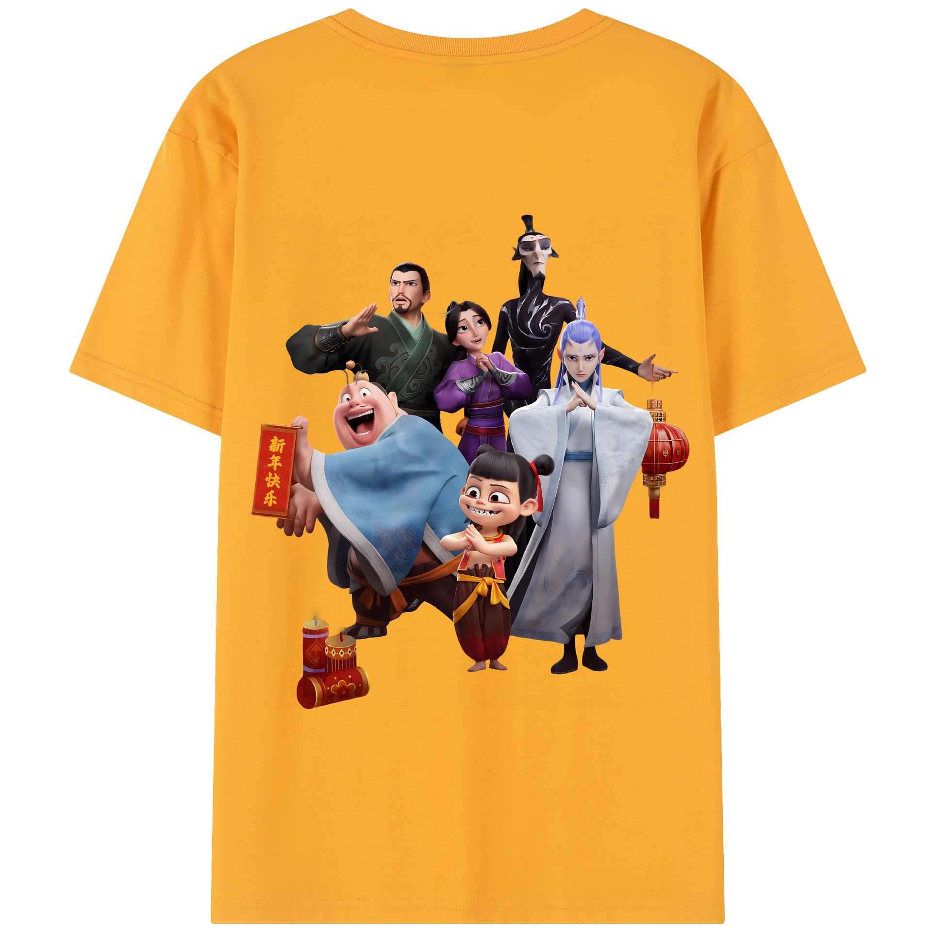 （画像用） Ne Zha 2 ナタ 魔童の大暴れ 綿100％半袖Tシャツ（背面プリント）