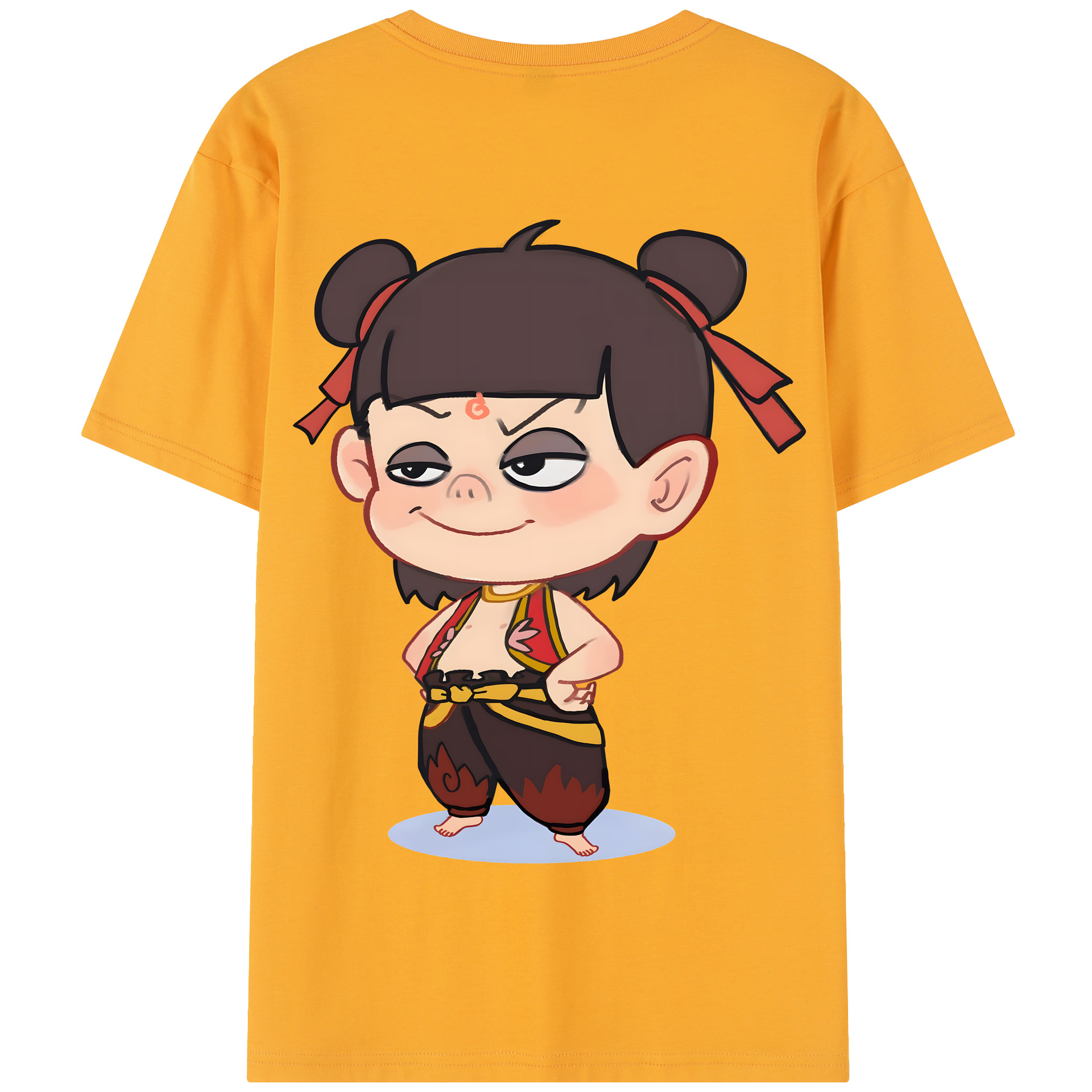 （画像用） Ne Zha 2 ナタ 魔童の大暴れ 綿100％半袖Tシャツ（背面プリント）