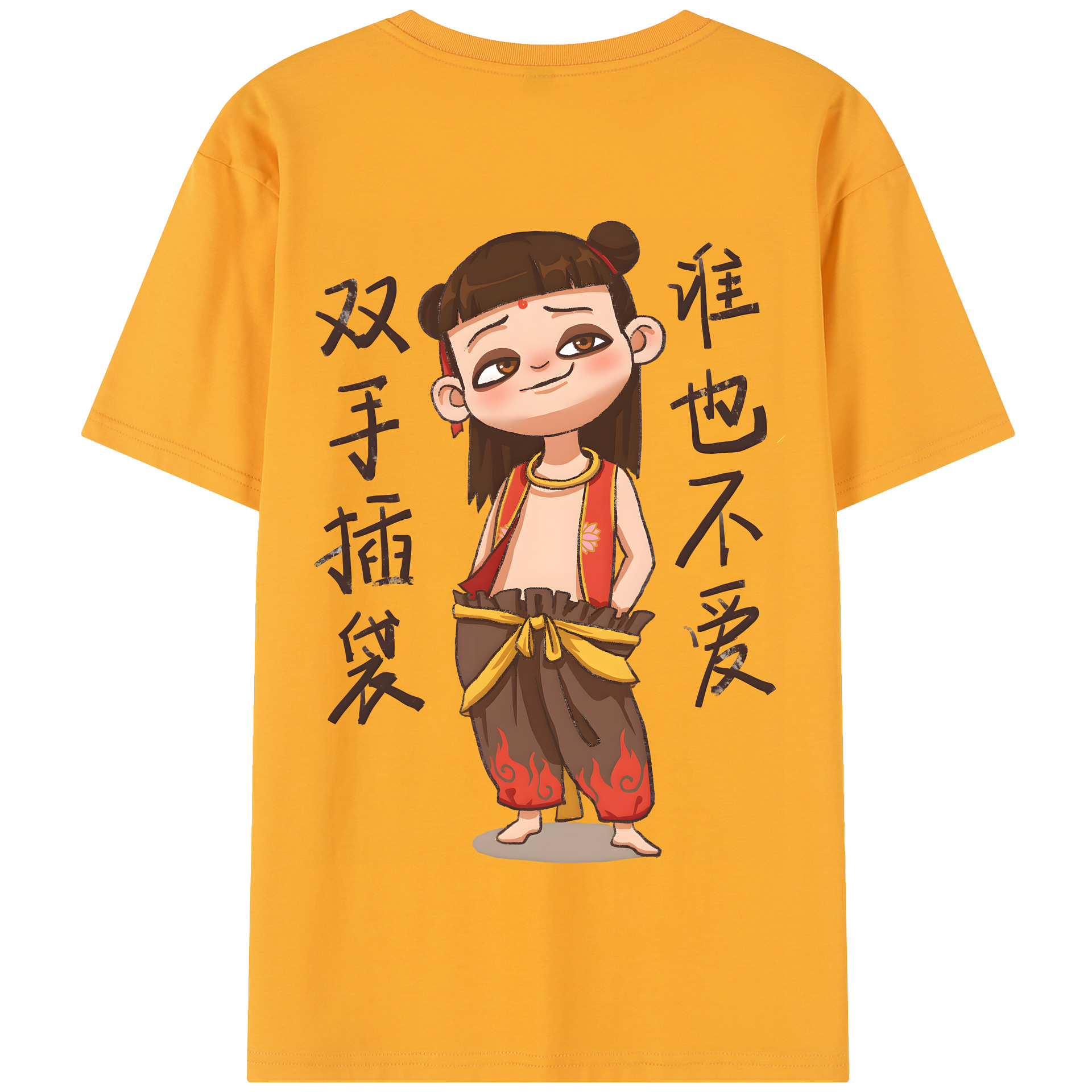 （画像用） Ne Zha 2 ナタ 魔童の大暴れ 綿100％半袖Tシャツ（背面プリント）