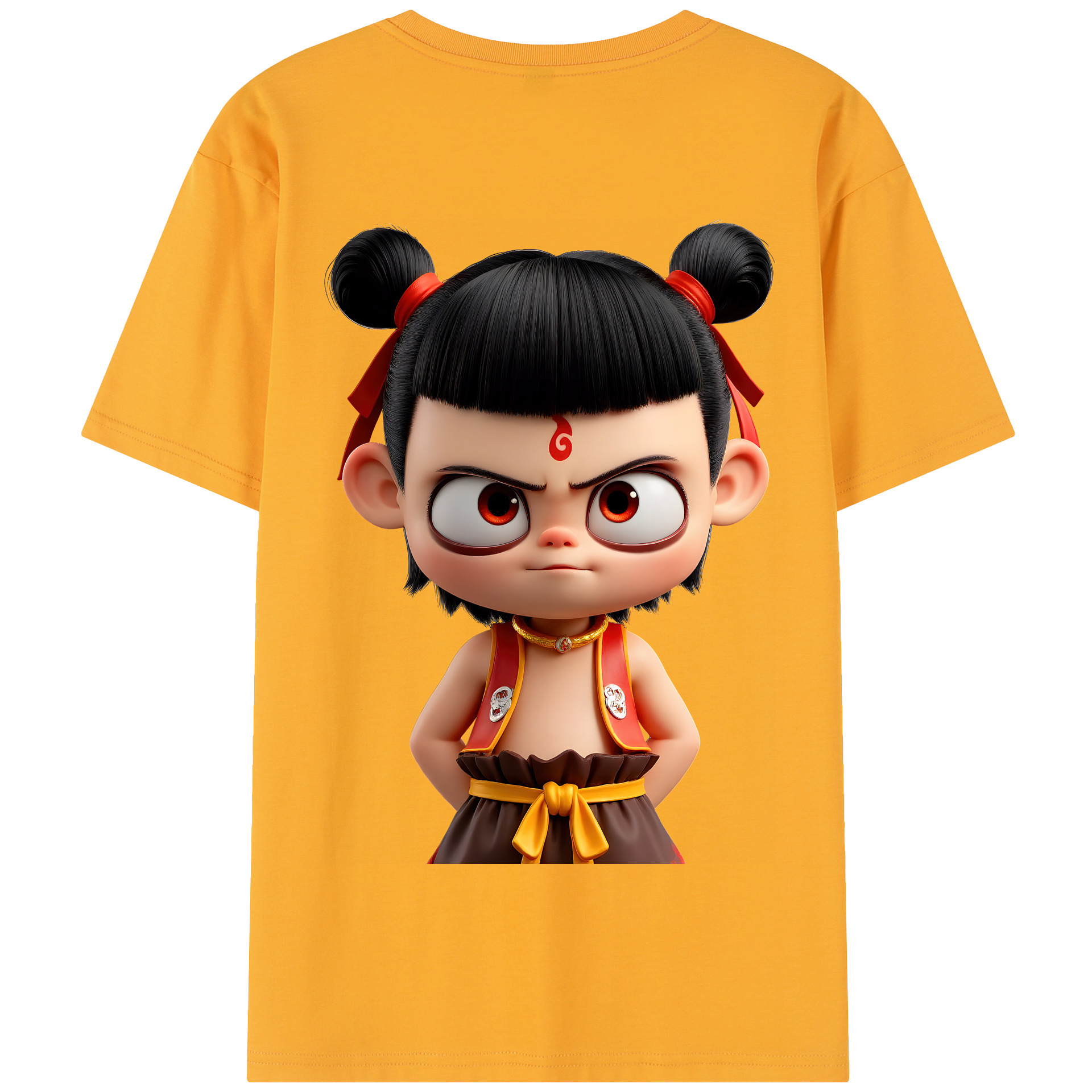 （画像用） Ne Zha 2 ナタ 魔童の大暴れ 綿100％半袖Tシャツ（背面プリント）