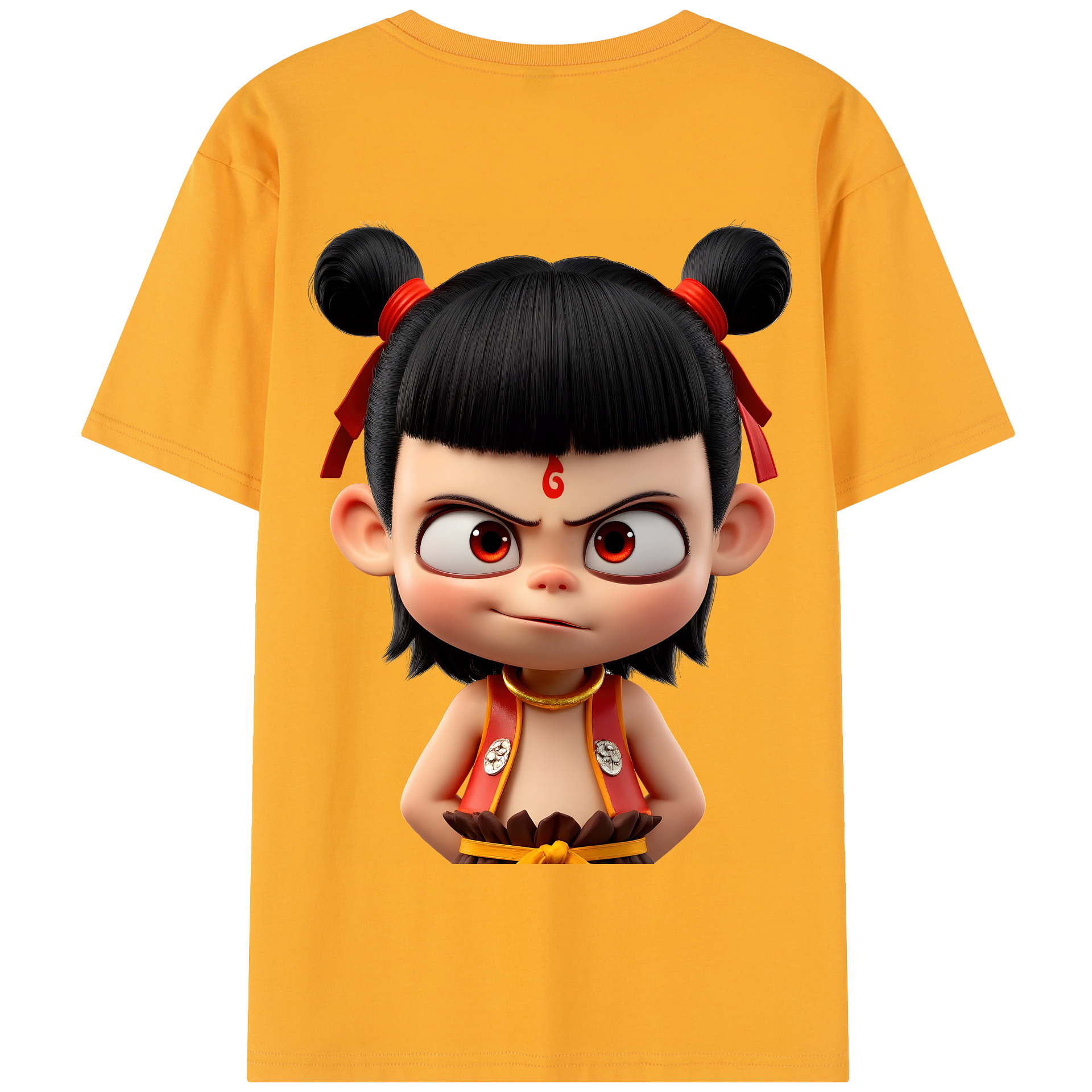 （画像用） Ne Zha 2 ナタ 魔童の大暴れ 綿100％半袖Tシャツ（背面プリント）