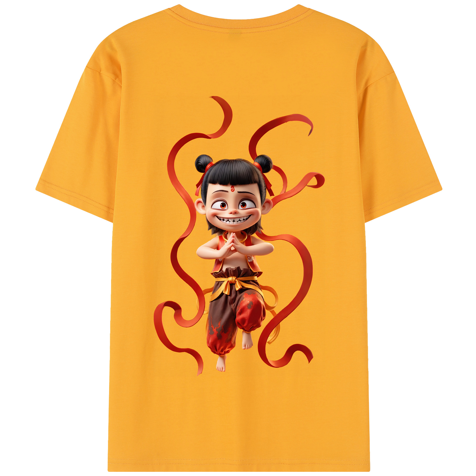（画像用） Ne Zha 2 ナタ 魔童の大暴れ 綿100％半袖Tシャツ（背面プリント）