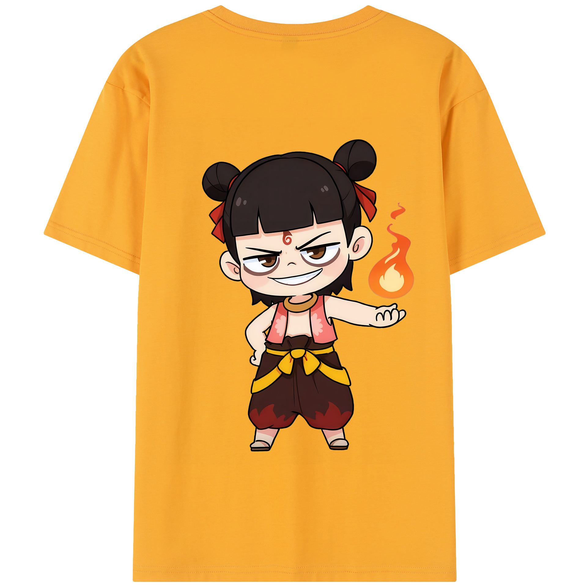 （画像用） Ne Zha 2 ナタ 魔童の大暴れ 綿100％半袖Tシャツ（背面プリント）
