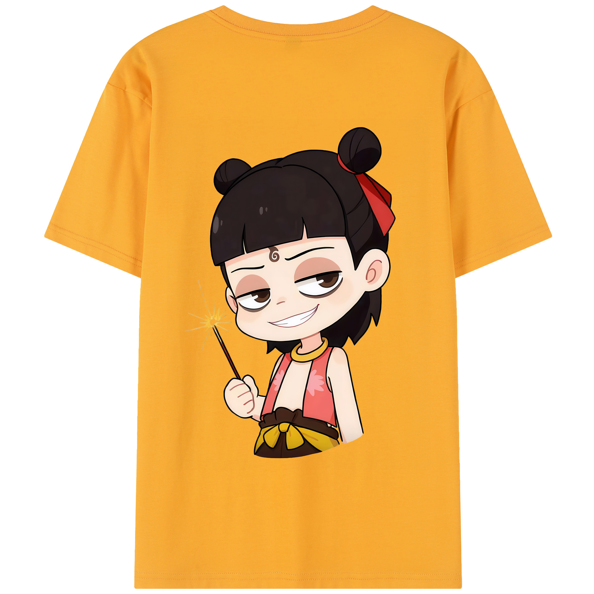 （画像用） Ne Zha 2 ナタ 魔童の大暴れ 綿100％半袖Tシャツ（背面プリント）
