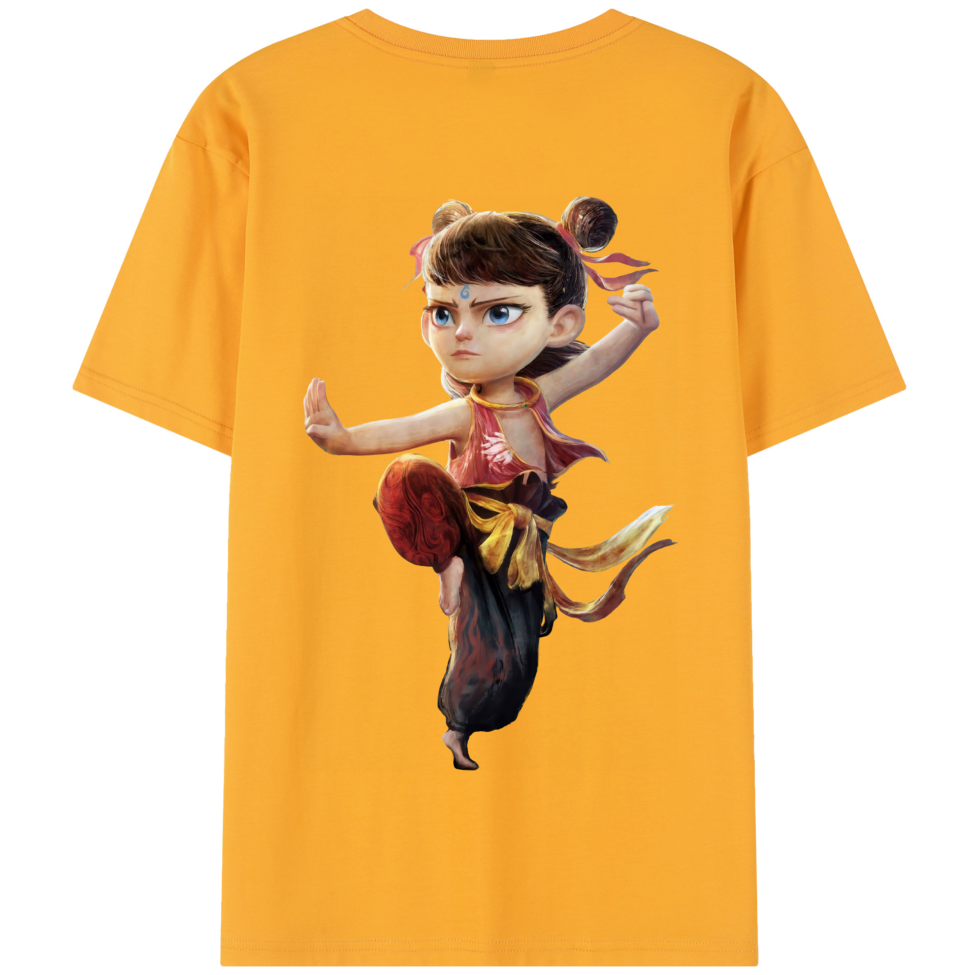 （画像用） Ne Zha 2 ナタ 魔童の大暴れ 綿100％半袖Tシャツ（背面プリント）