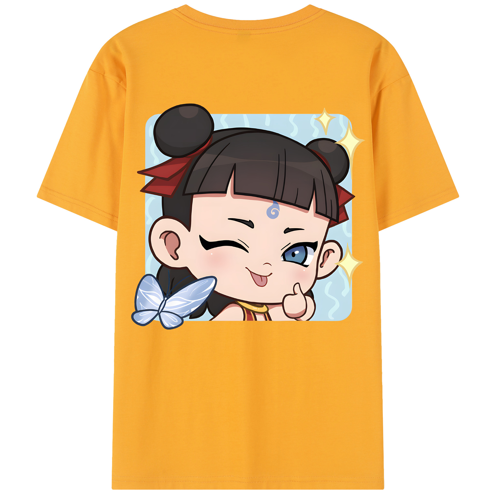 （画像用） Ne Zha 2 ナタ 魔童の大暴れ 綿100％半袖Tシャツ（背面プリント）