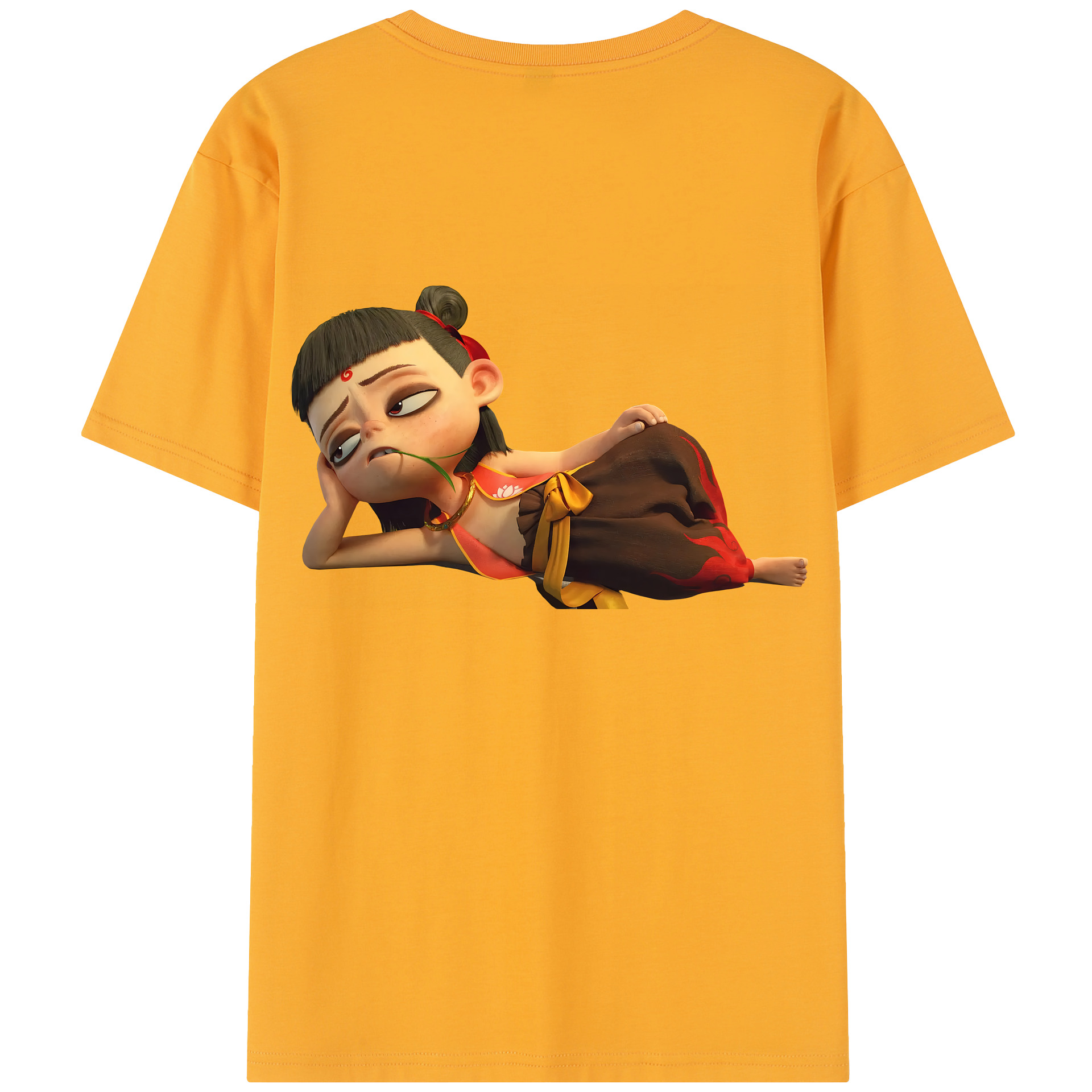 （画像用） Ne Zha 2 ナタ 魔童の大暴れ 綿100％半袖Tシャツ（背面プリント）