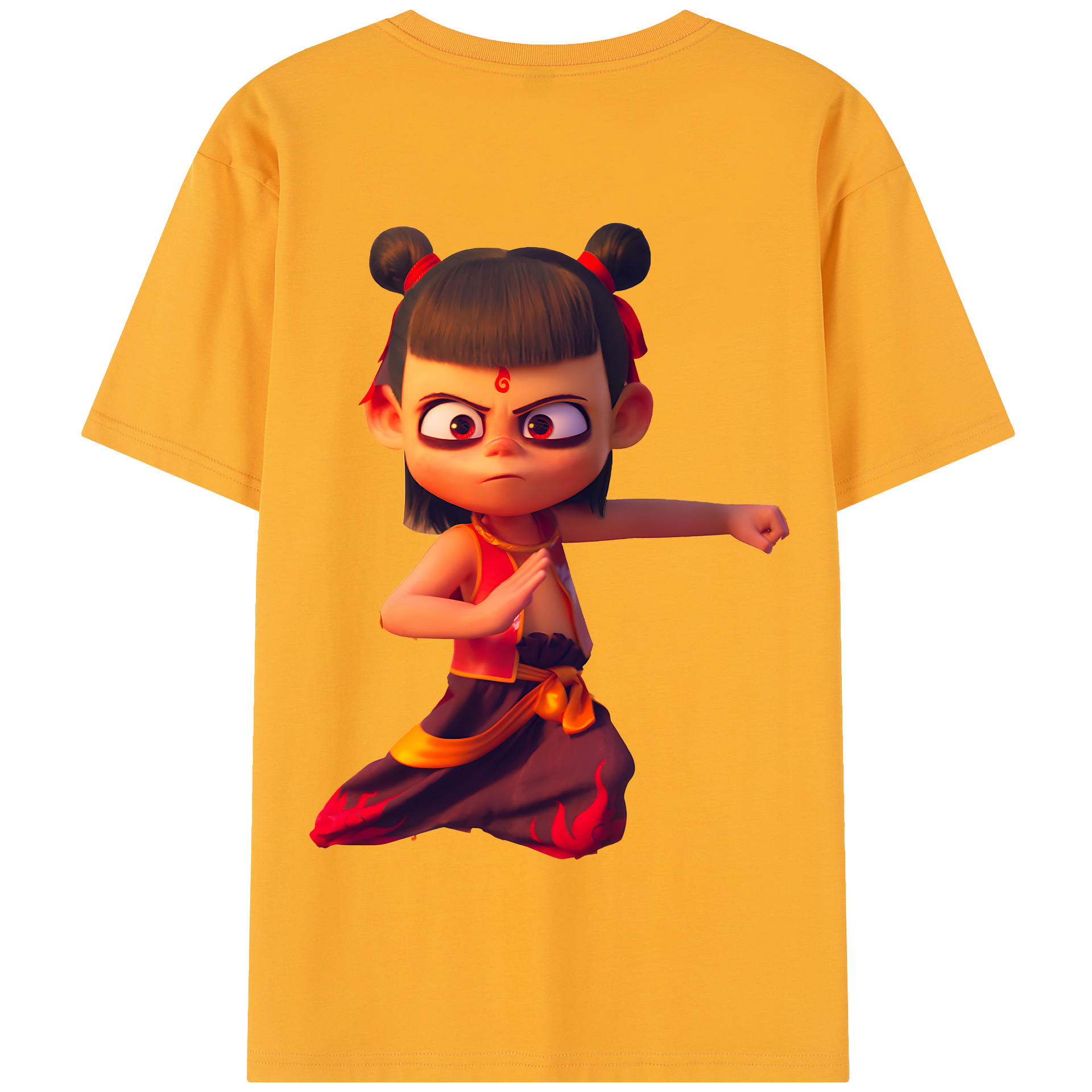 （画像用） Ne Zha 2 ナタ 魔童の大暴れ 綿100％半袖Tシャツ（背面プリント）