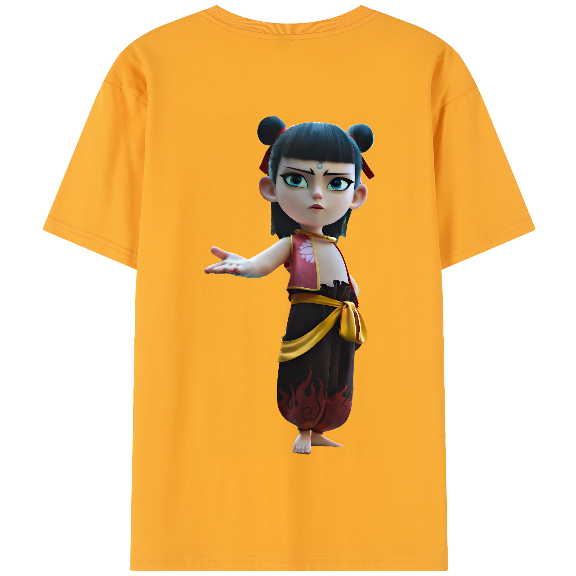 （画像用） Ne Zha 2 ナタ 魔童の大暴れ 綿100％半袖Tシャツ（背面プリント）